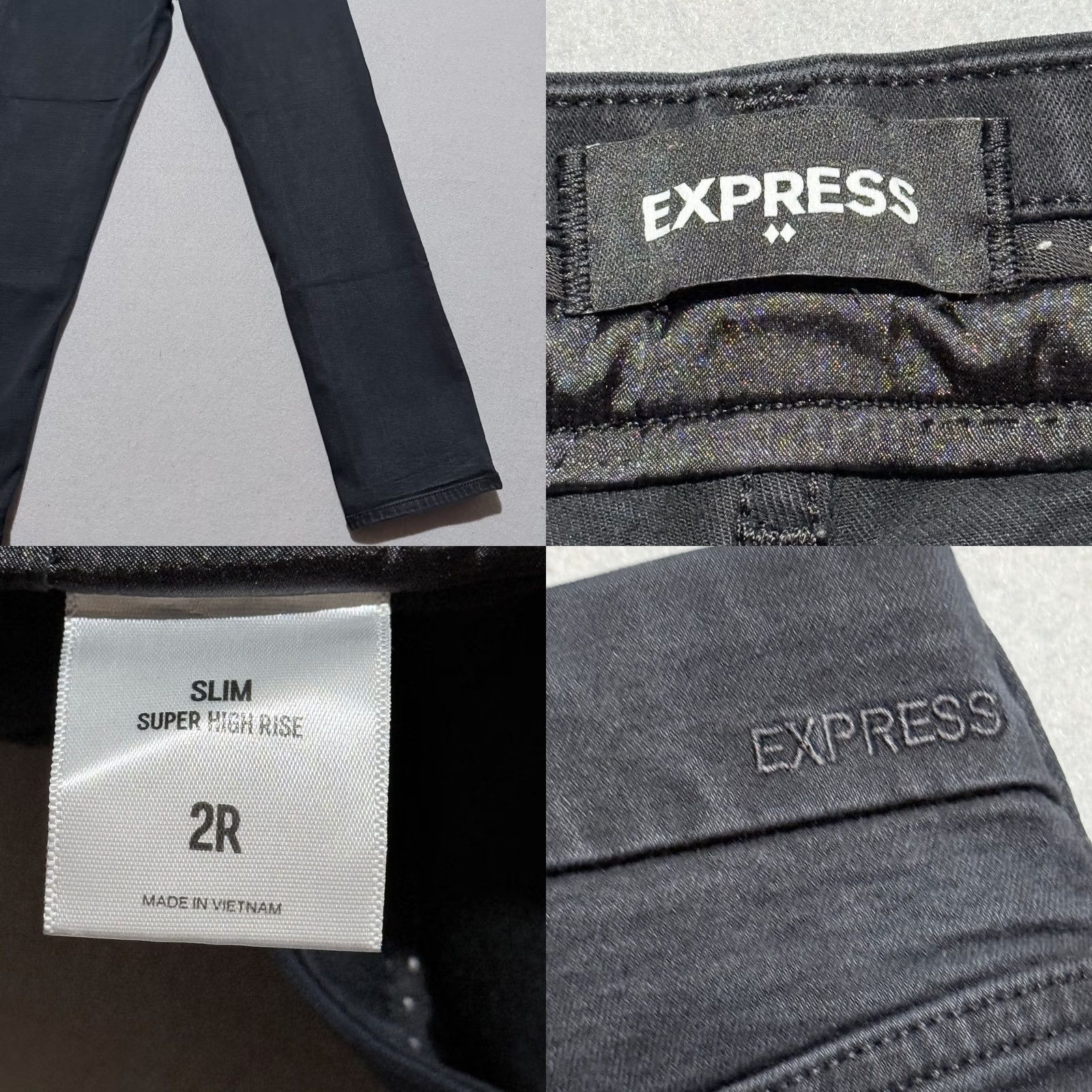 Express Express Jeans Women's Black Denim High Rise Straight Leg Zip Fly 2R Slim 5-Pocket Denim Jeans Size 26" / US 2 / IT 38 - 8 Thumbnail