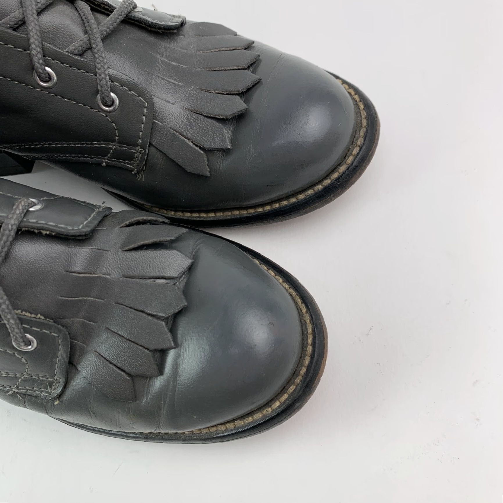 Vintage VINTAGE Laredo Gray Leather Lace Up Kiltie Western Boots Women Size 7 M USA Size US 7 / IT 37 - 2 Thumbnail