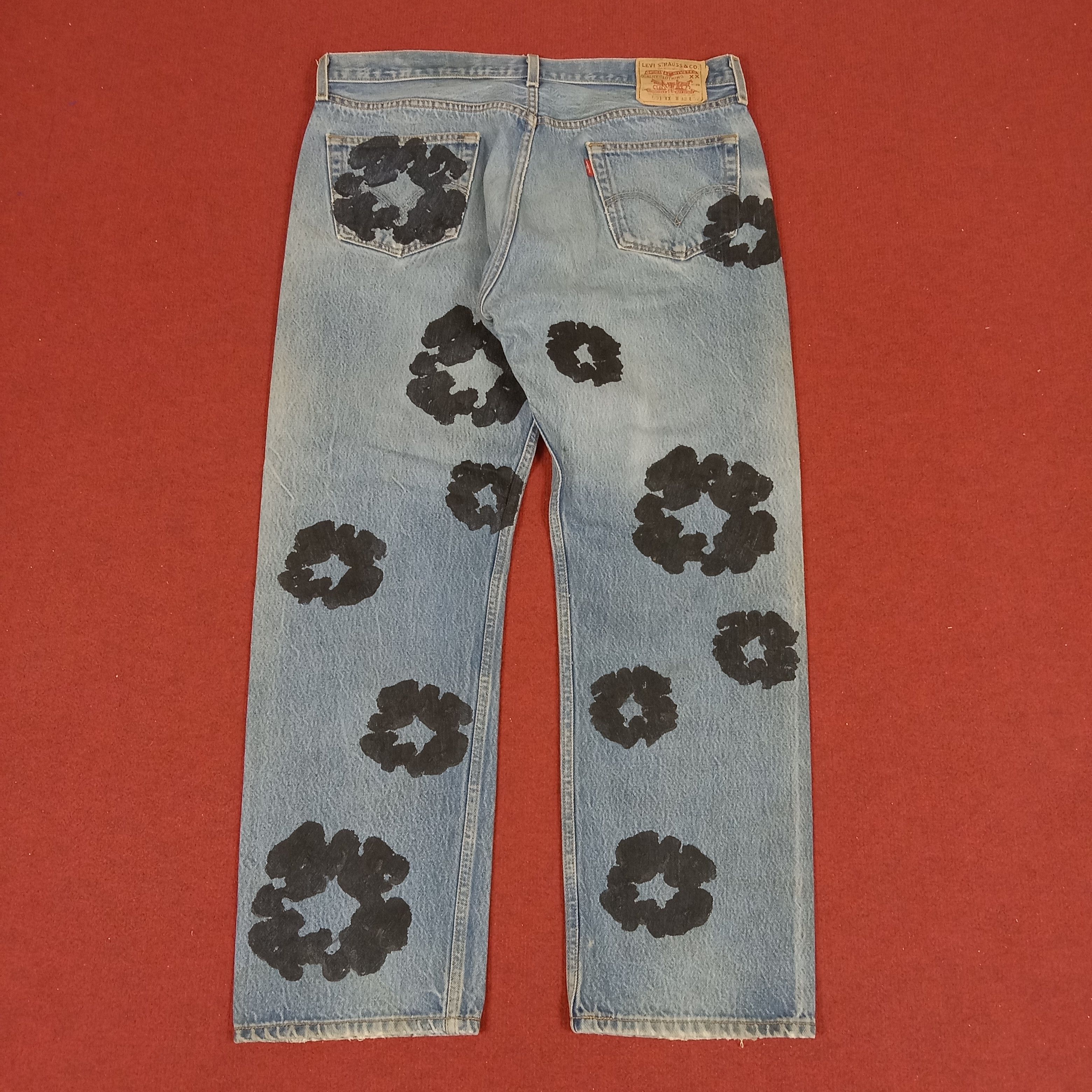 Levi's Levis Streetwear Style Custom Flowers Design Jeans Size US 37 - 4 Thumbnail