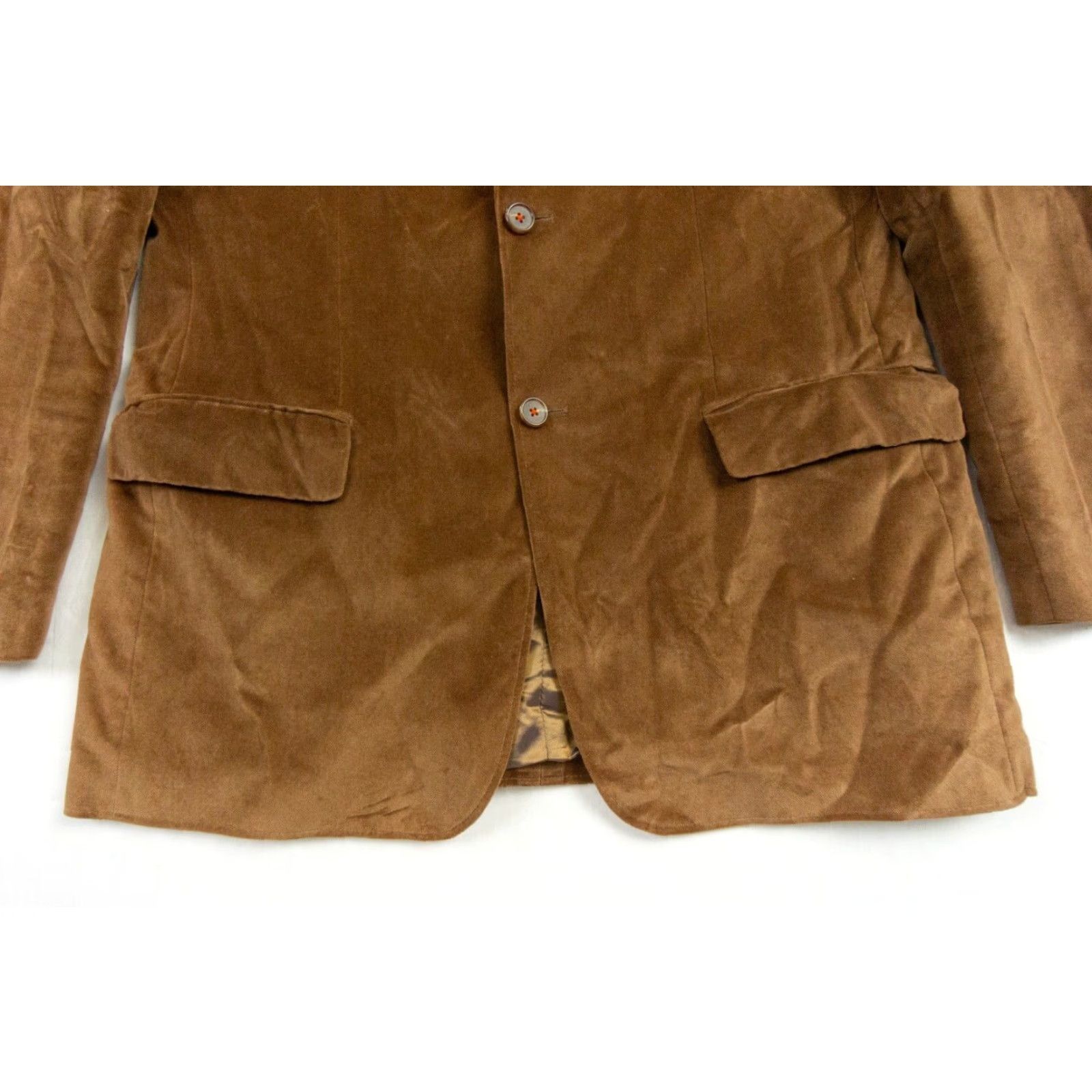 Vintage Scabal Men's Blazer Jacket 52R Brown Cotton Regular Fit Preppy Size 50R - 3 Thumbnail