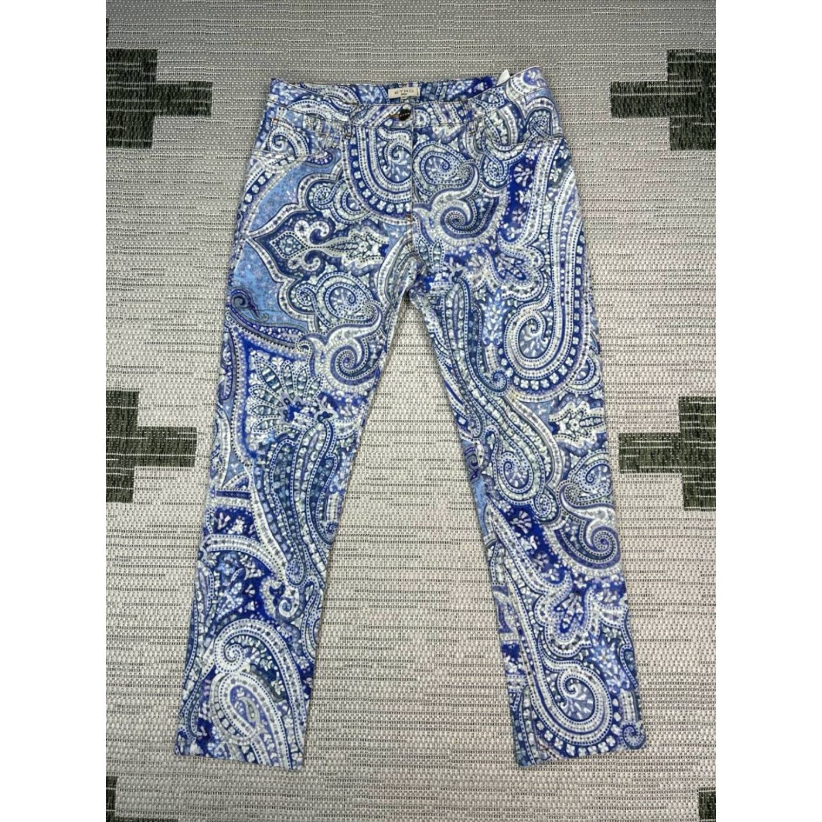 Etro Etro Jeans Womens 30 Blue Denim Paisley Mid Rise Skinny Leg 30x26 Size 30" / US 8 / IT 44 - 2 Thumbnail