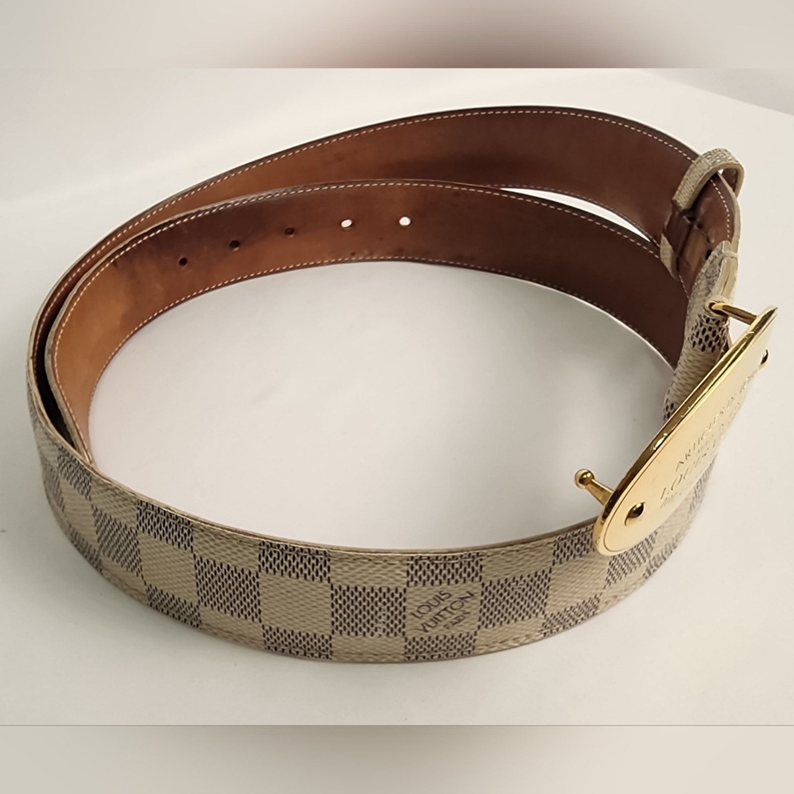Louis Vuitton Louis Vuitton Damier Azur Canvas Voyage Belt 100/40 Size ONE SIZE - 10 Thumbnail