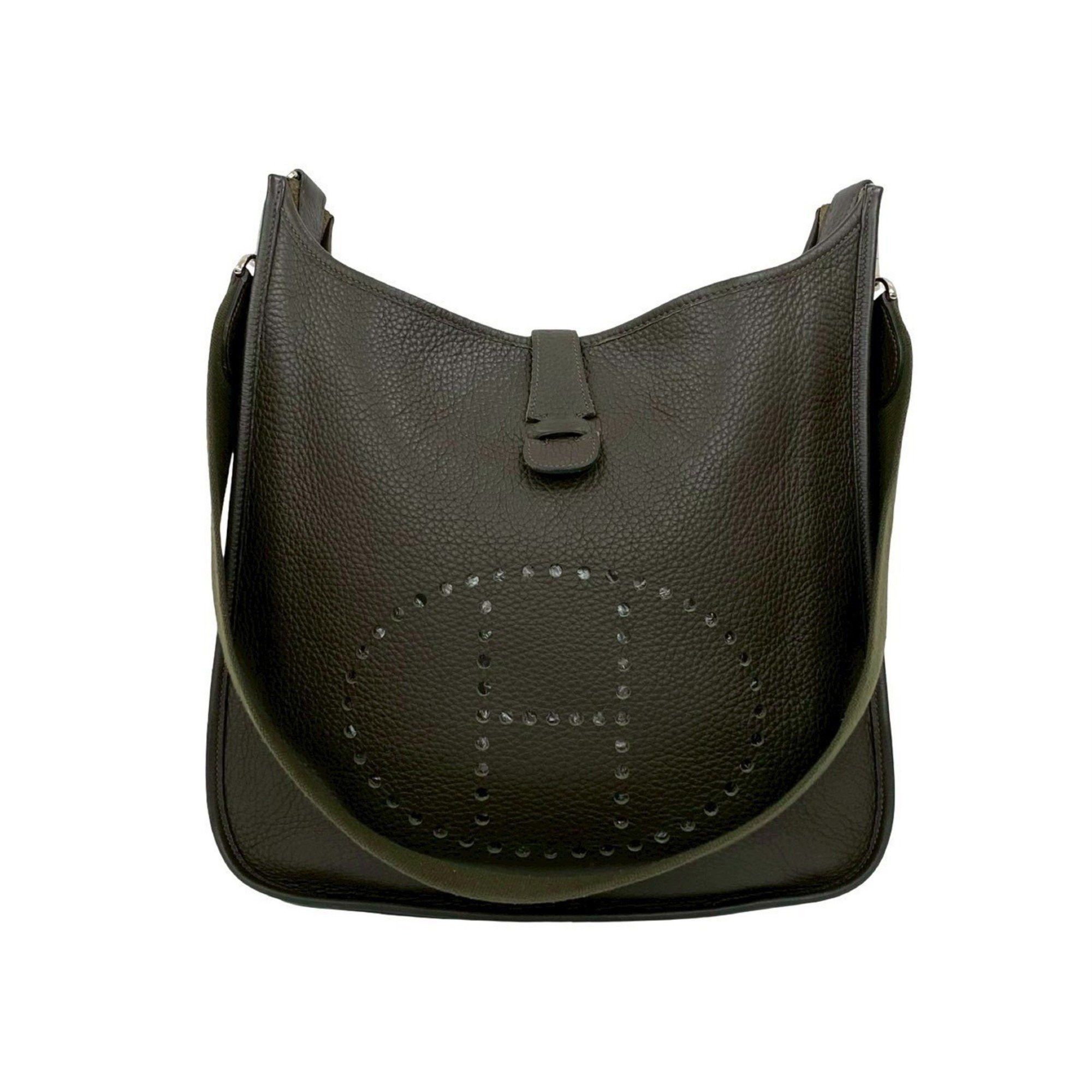 Hermes □H Stamped HERMES Evelyn 3 GM Taurillon Clemence Leather Shoulder Bag/Pochette/Sacoche Khaki 610-7 Size ONE SIZE - 1 Thumbnail