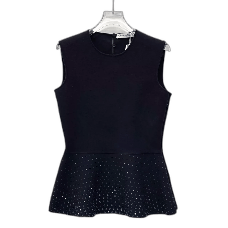 Dior Black Beaded Sleeveless Top by Christian Dior Size L / US 10 / IT 46 - 1 Thumbnail