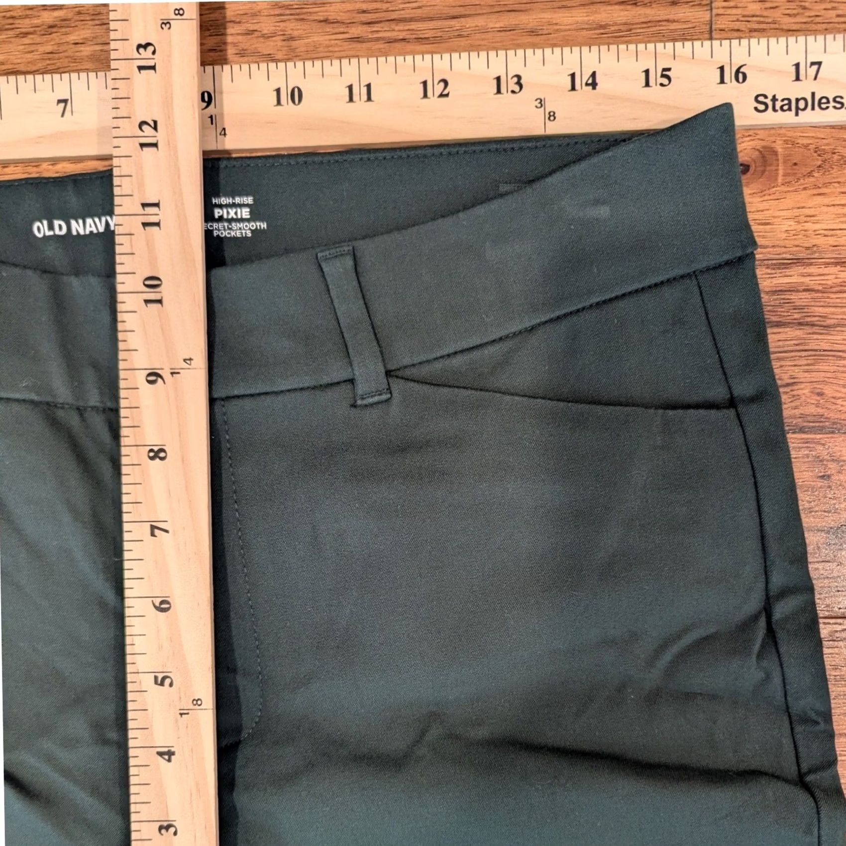 Old Navy Old Navy Pixie High Rise Pants Women's 12P Green Secret Pockets Slim Workwear Casual Tapered Twill Stretch Size 34" / US 12 / IT 48 - 6 Thumbnail