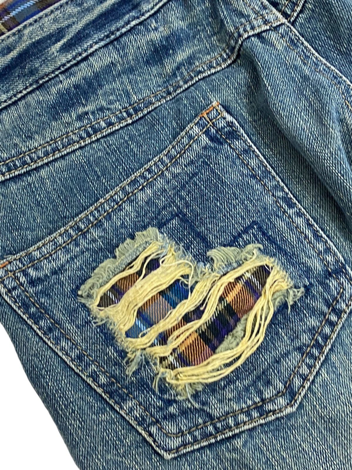 If Six Was Nine × Japanese Brand × Le Grande Bleu (L.G.B.) Grand Honor Denim Patchwork Tartan Distressed Double Waist Size US 31 - 15 Thumbnail