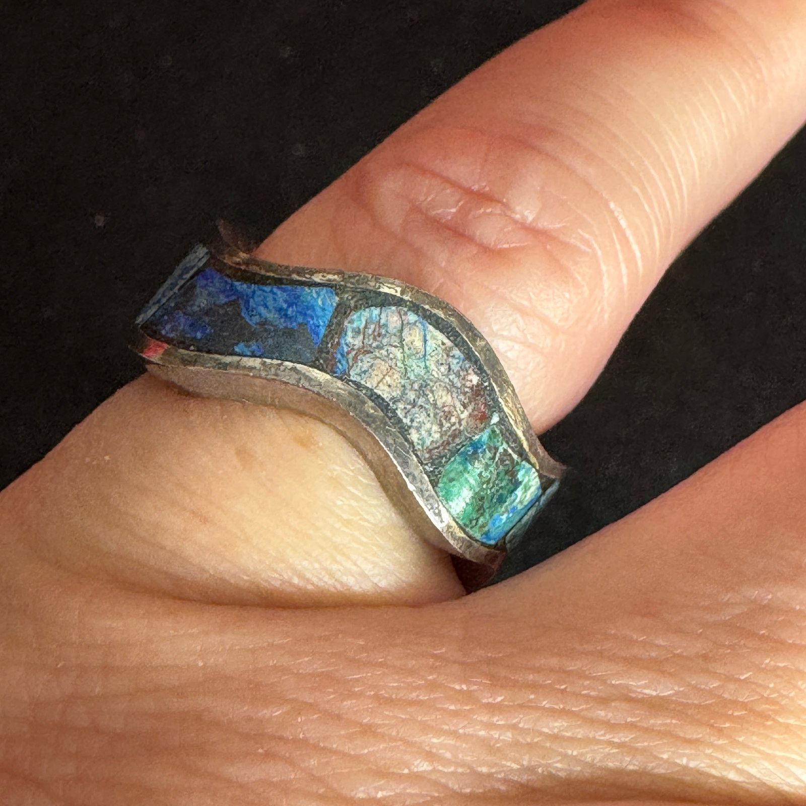 Vintage Vintage Sterling Silver and Enameled Ring Sz 6 Size ONE SIZE - 2 Thumbnail
