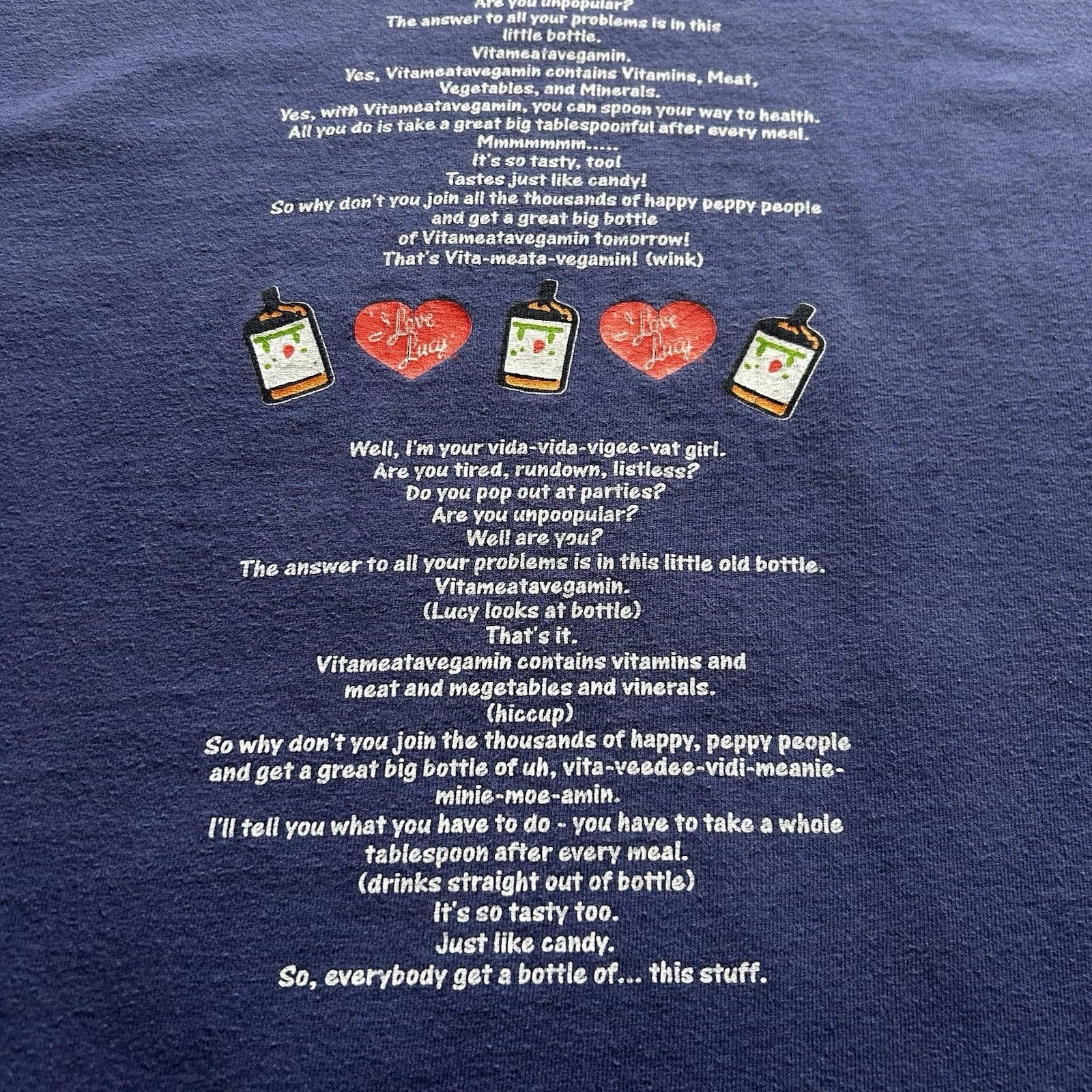 Gildan Vintage I Love Lucy Vitameataveganin T Shirt Large Y2K Retro Size US L / EU 52-54 / 3 - 6 Thumbnail