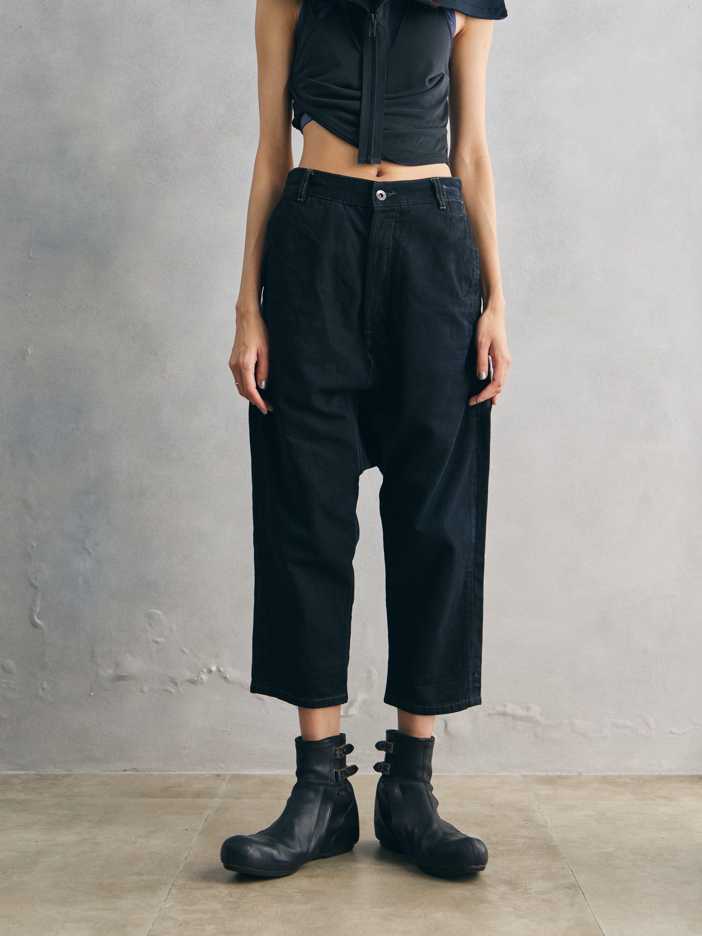Rick Owens Drkshdw Rick Owens DRKSHDW Lamb Leather Patch Cropped Jeans Size US 30 / EU 46 - 2 Thumbnail