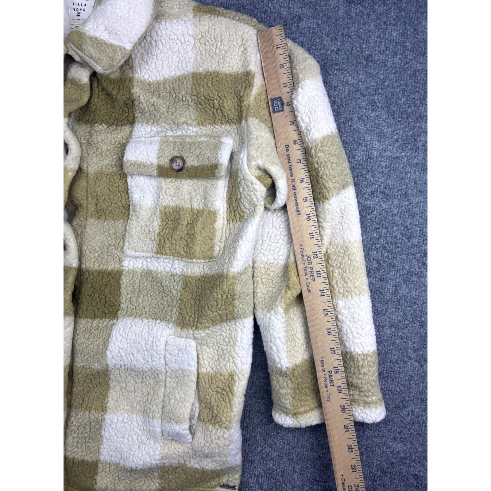 Billabong VINTAGE Billabong Jacket Womens XL Tan White Plaid Sherpa Fleece Shacket Size XL / US 12-14 / IT 48-50 - 4 Thumbnail