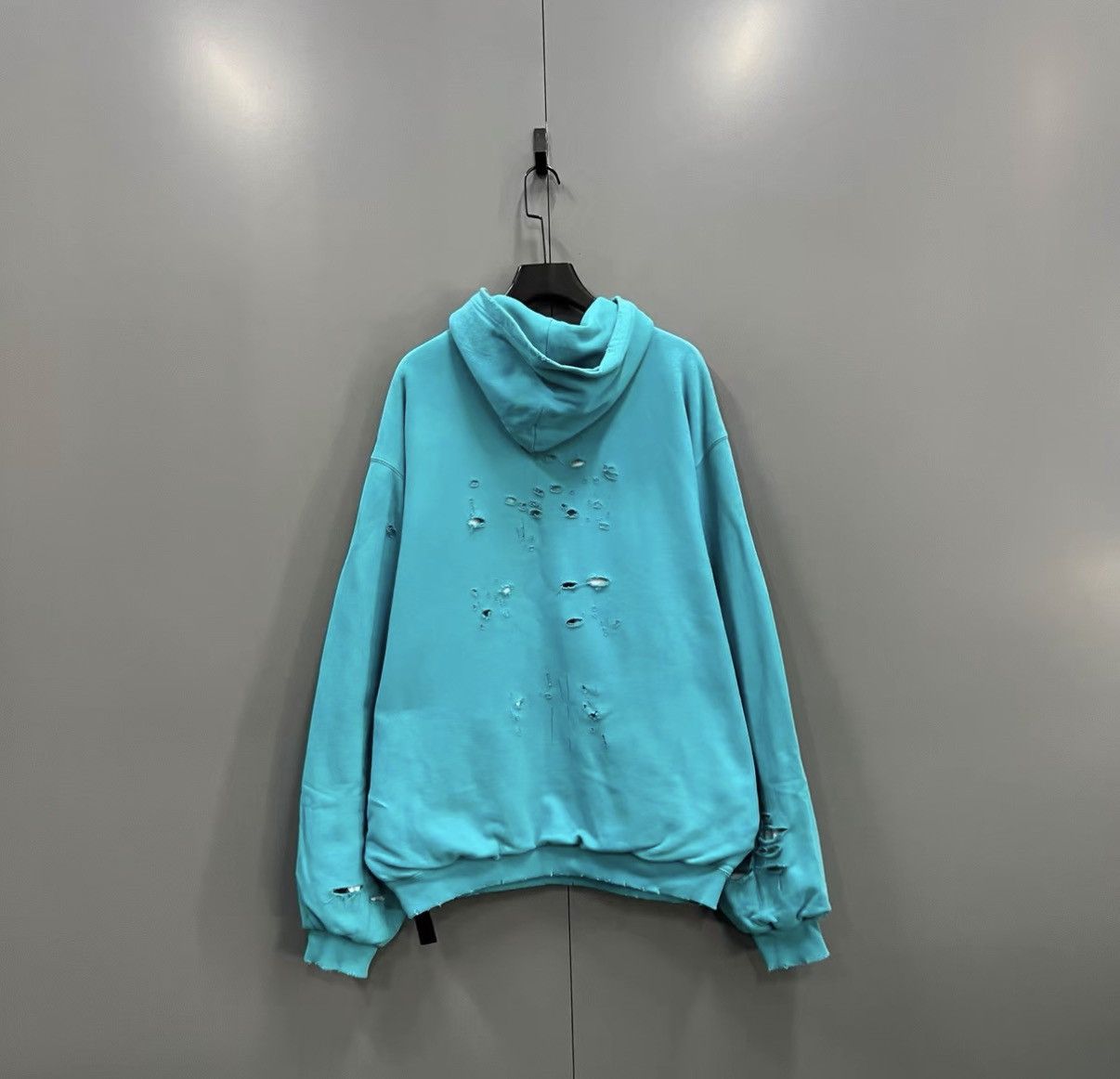 Balenciaga Balenciaga lake green destroyed logo hoodie J41 Size US XS / EU 42 / 0 - 2 Thumbnail