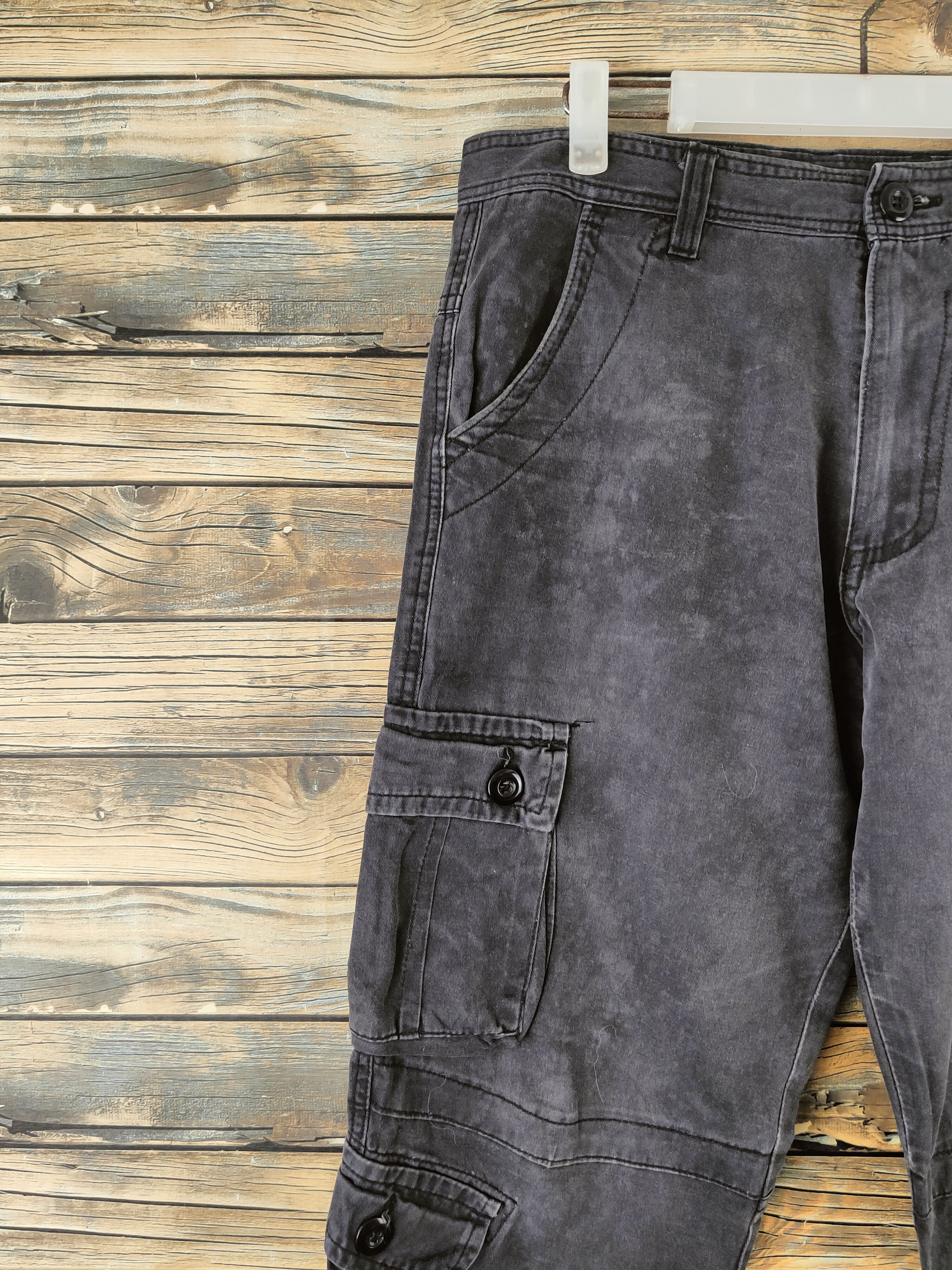 Japanese Brand DL Japan faded Black utility tactical Cargo Pants #46-953 Size US 32 / EU 48 - 3 Thumbnail
