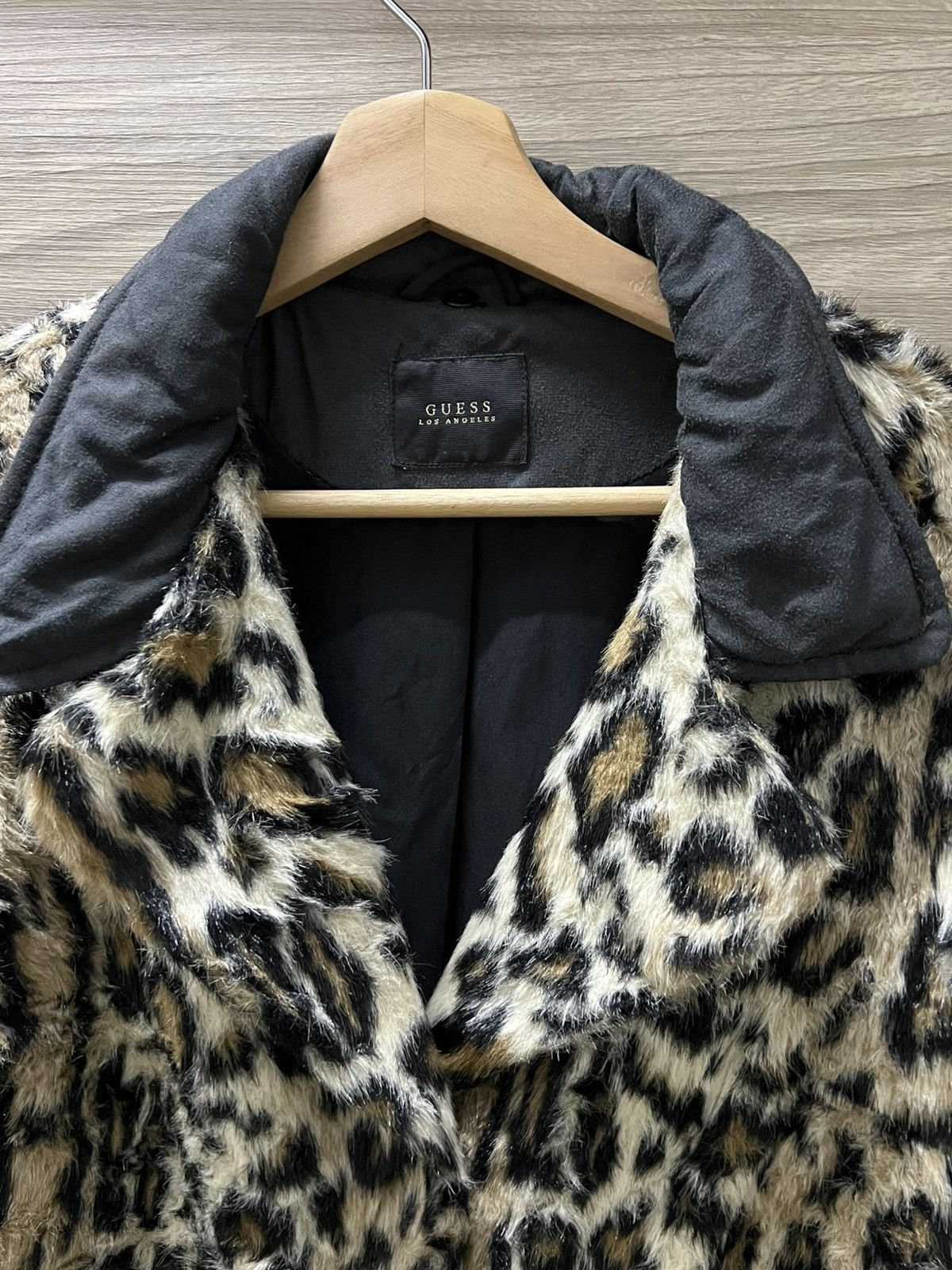 Guess GUESS Leopard Faux Fur Coat Black Collar Womens Size XS Size XS / US 0-2 / IT 36-38 - 4 Thumbnail