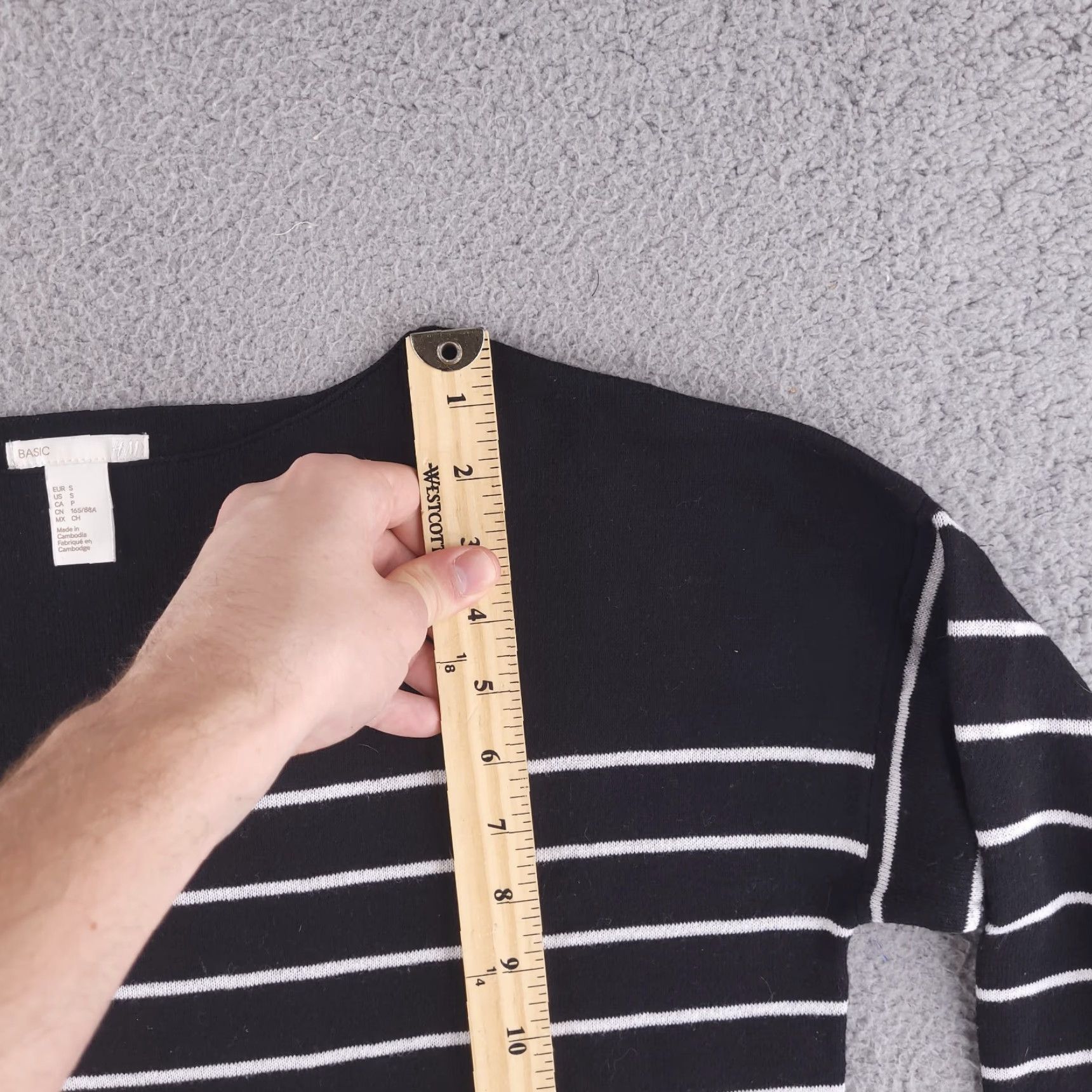 H&M H&M Sweater Women Small Black Knit Stripe Oversized 3/4 Sleeve Business Pullover, Regular Size, Womens, Knit, Striped, Vintage: No Size S / US 4 / IT 40 - 6 Thumbnail