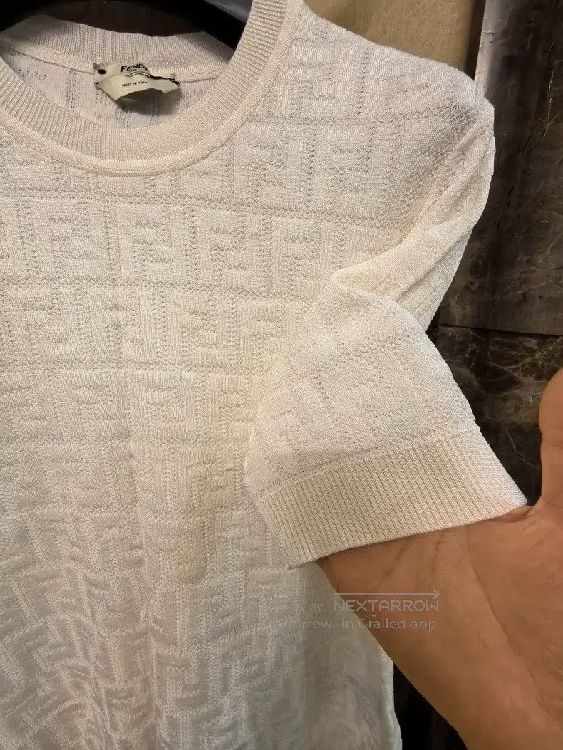 Fendi Fendi White Monogram Knit Short Sleeve Size M / US 6-8 / IT 42-44 - 2 Thumbnail