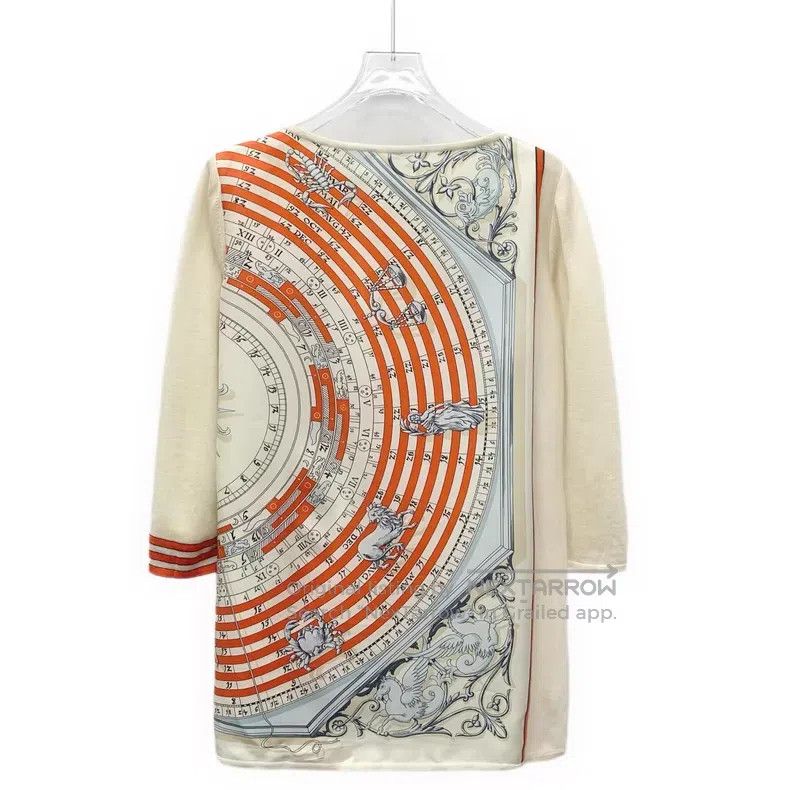Other Hermes Color Block Compass Silk Pattern Patched Cashmere R Size XS / US 0-2 / IT 36-38 - 2 Thumbnail