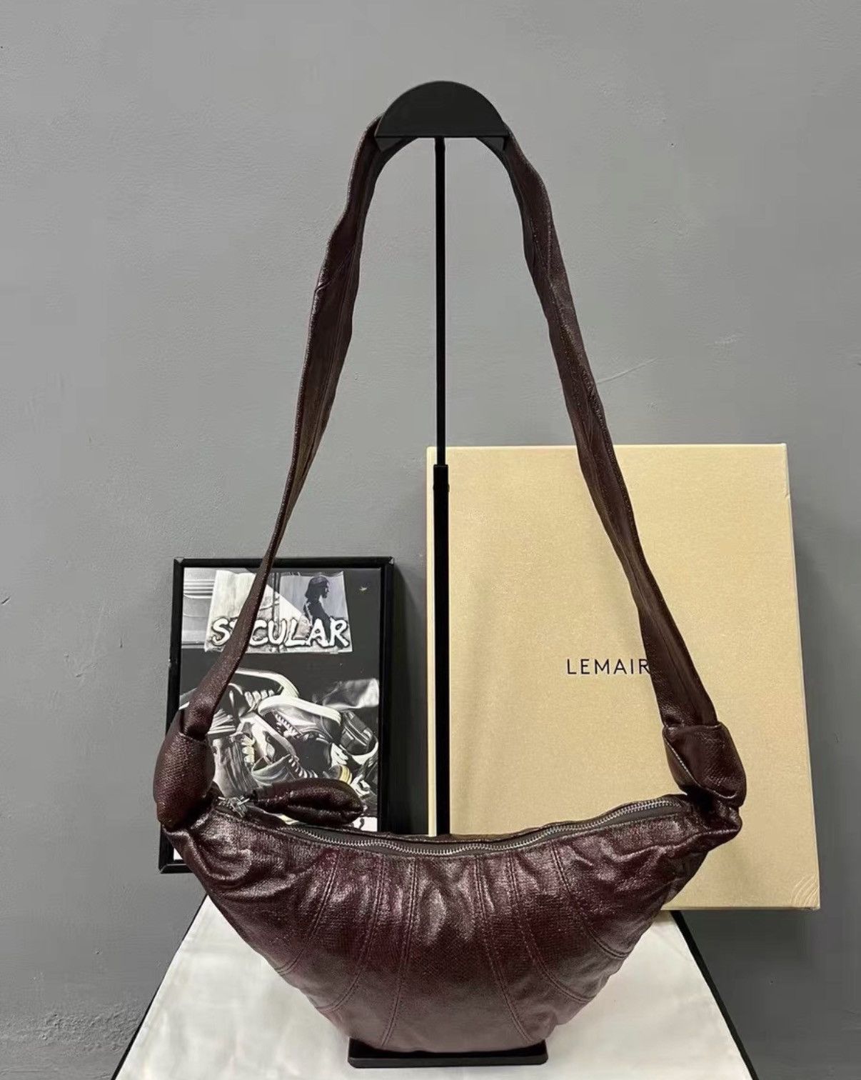 Lemaire Lemaire Coated Small Lava Chocolate Croissant Bag KKKK6 Size ONE SIZE - 4 Thumbnail