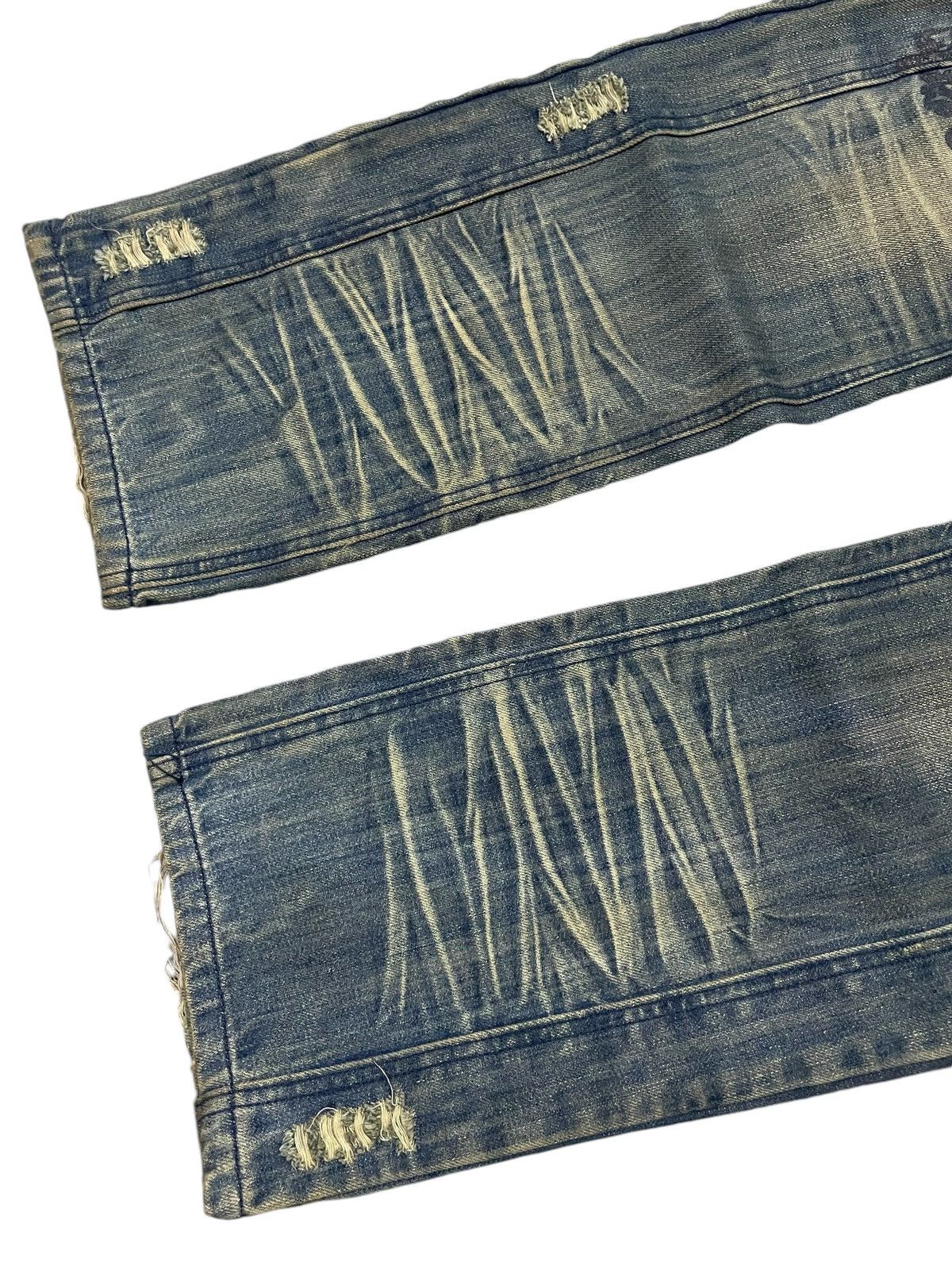 If Six Was Nine × Japanese Brand × Junya Watanabe Crazy Race Pierced & Studded Panelled Poem Mud Jeans Size US 32 / EU 48 - 7 Thumbnail