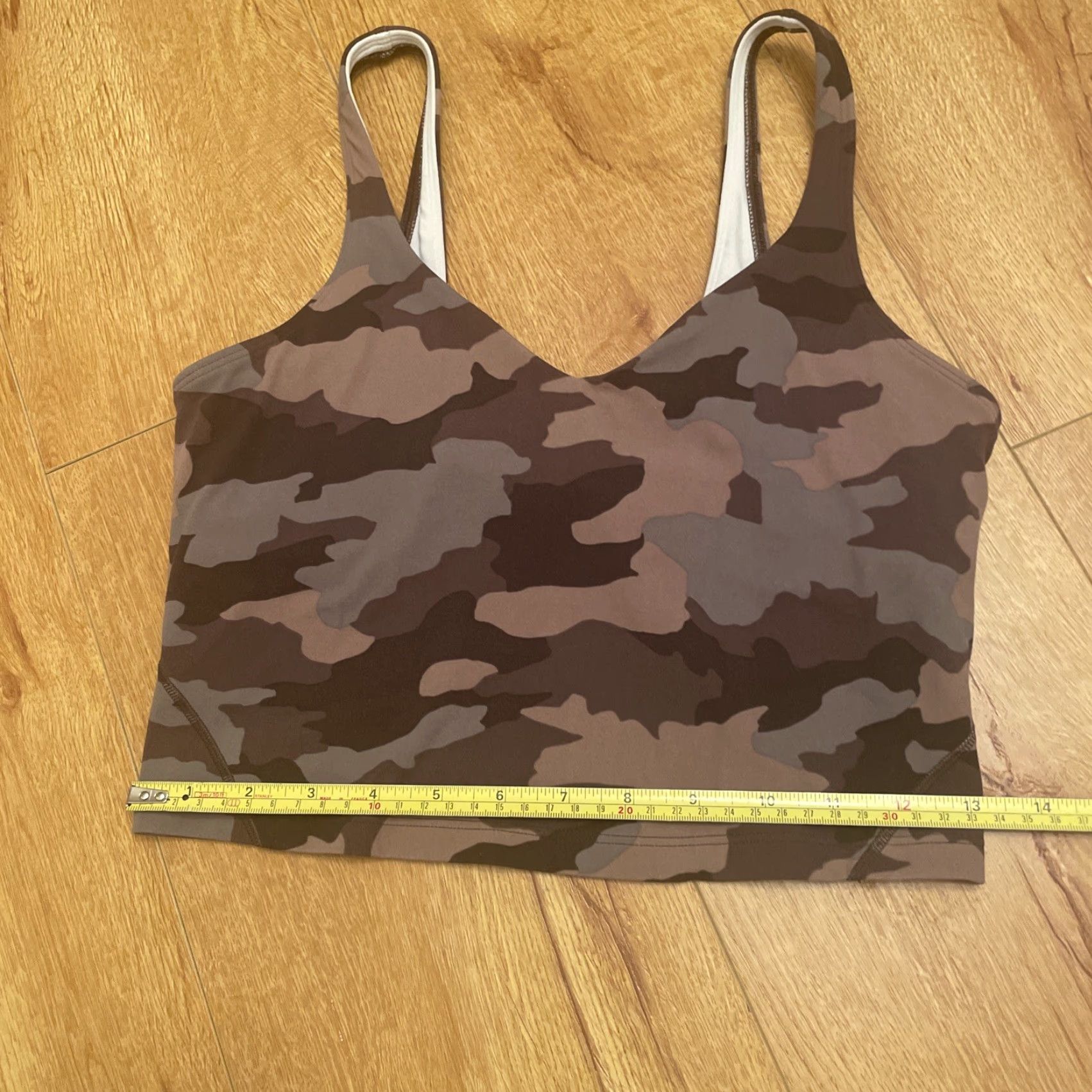 Lululemon VINTAGE Lululemon Align Tank Women Tank Cropped 6 Brown Camo Low Back Built-In Bra Yoga Compression Size ONE SIZE - 5 Thumbnail