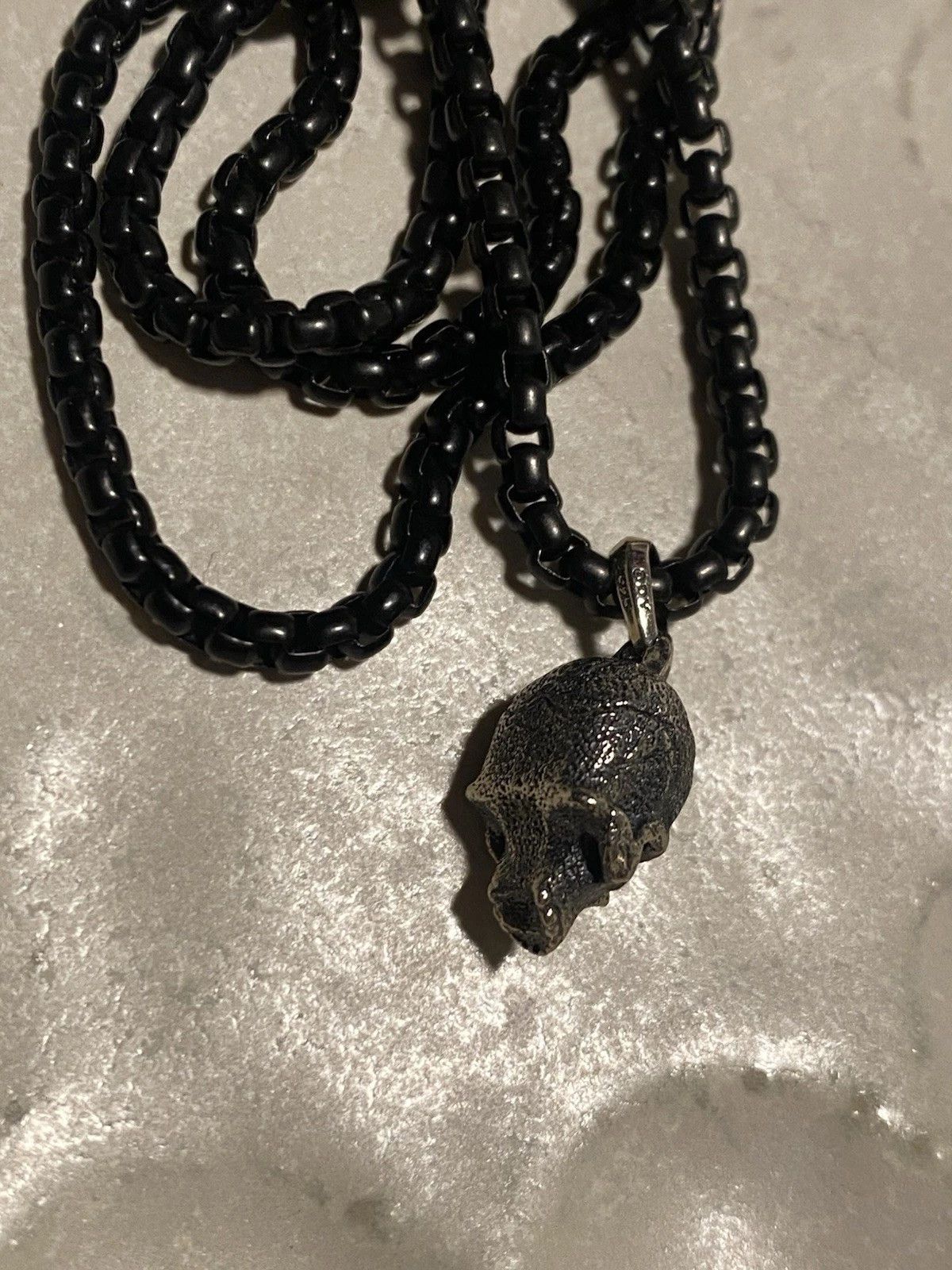 David Yurman David Yurman Sterling Silver Skull Pendant Steel Necklace Size ONE SIZE - 3 Thumbnail
