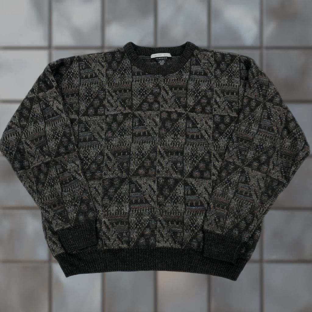 Geoffrey Beene Geoffrey Beene Mens XL Acrylic Geometric Pattern Crew Neck Sweater Vintage Size US XL / EU 56 / 4 - 1 Thumbnail