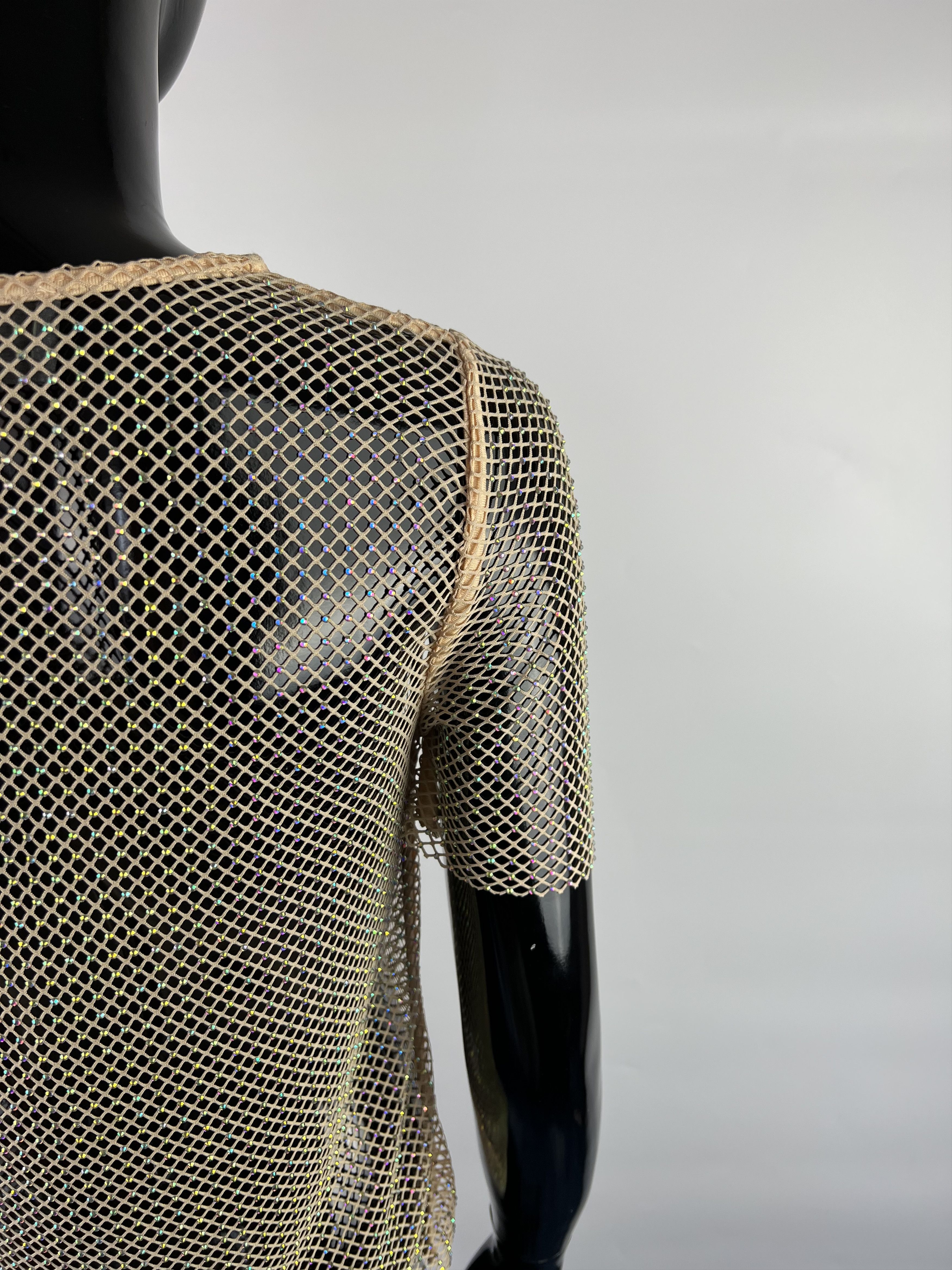 Other Sunday in Brooklyn Rhinestones Mesh Fishnet T Shirt Size XS Size XS / US 0-2 / IT 36-38 - 3 Thumbnail