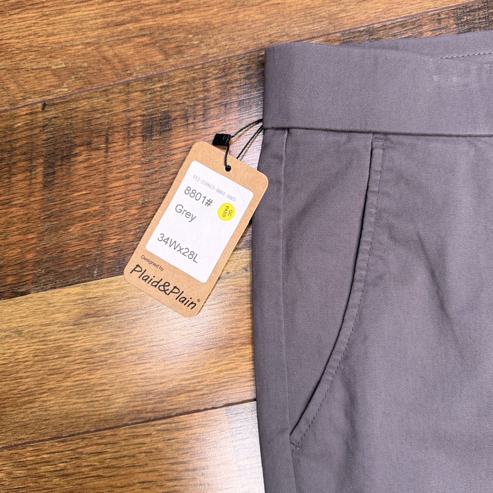 Vintage Plaid & Plain Slim Fit Pants Mens 34x28 Gray Mid Rise Stretch New Size US 34 / EU 50 - 4 Thumbnail