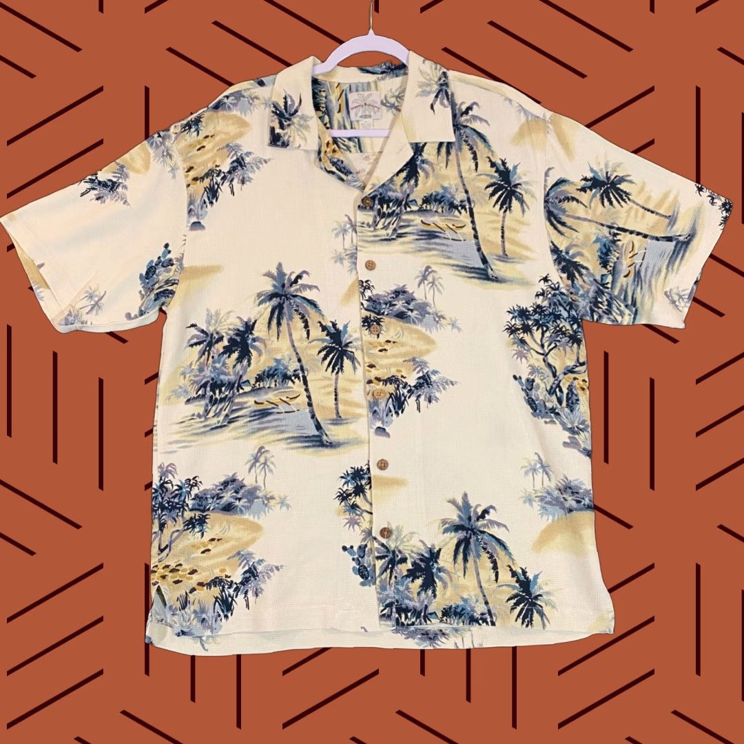 Tommy Bahama VINTAGE Tommy Bahama Men's Shirt Short Sleeve Silk Button-Up Floral Casual Summer White M Size US M / EU 48-50 / 2 - 1 Thumbnail