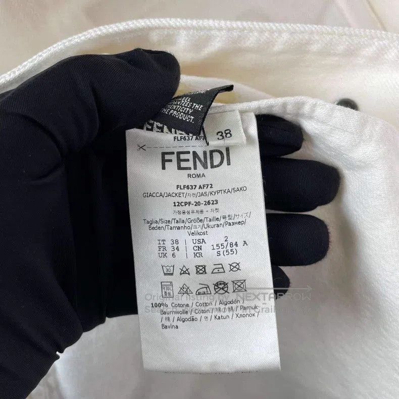 Fendi Fendi White Pocket Embossed Cotton Collar Single-breasted Size XS / US 0-2 / IT 36-38 - 6 Thumbnail