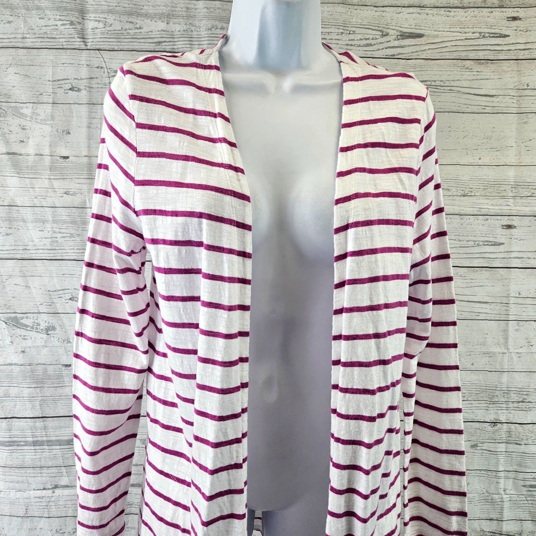 Vintage **Chico's Women's Purple White Stripe Long Sleeve Cardigan Size Small** User: Chico's Women's Purple White Stripe Long Sleeve Cardigan Size Small Size S / US 4 / IT 40 - 2 Thumbnail