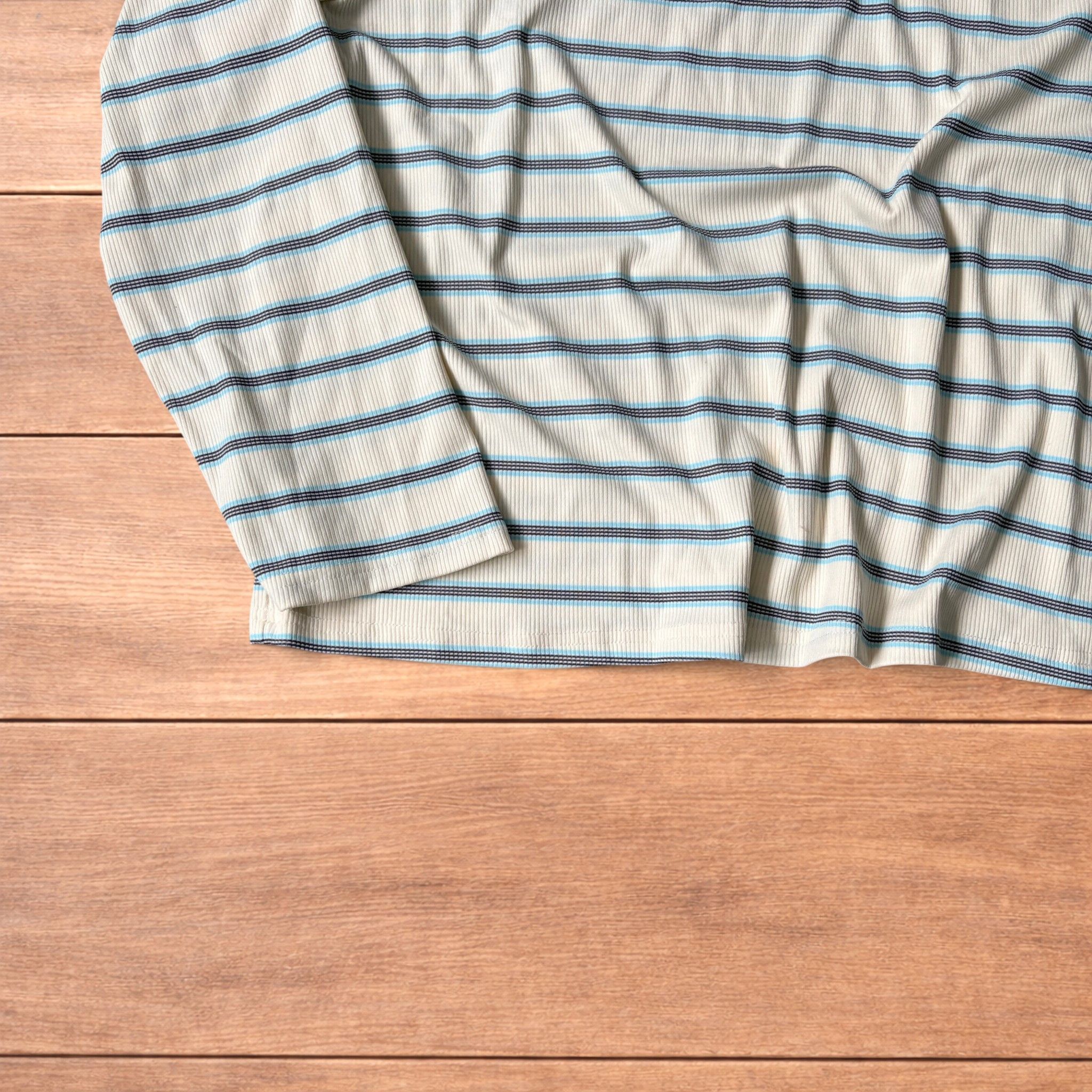 Japanese Brand Relaxed fit striped rugby polo sweatshirt jumper in cream. Size US M / EU 48-50 / 2 - 4 Thumbnail