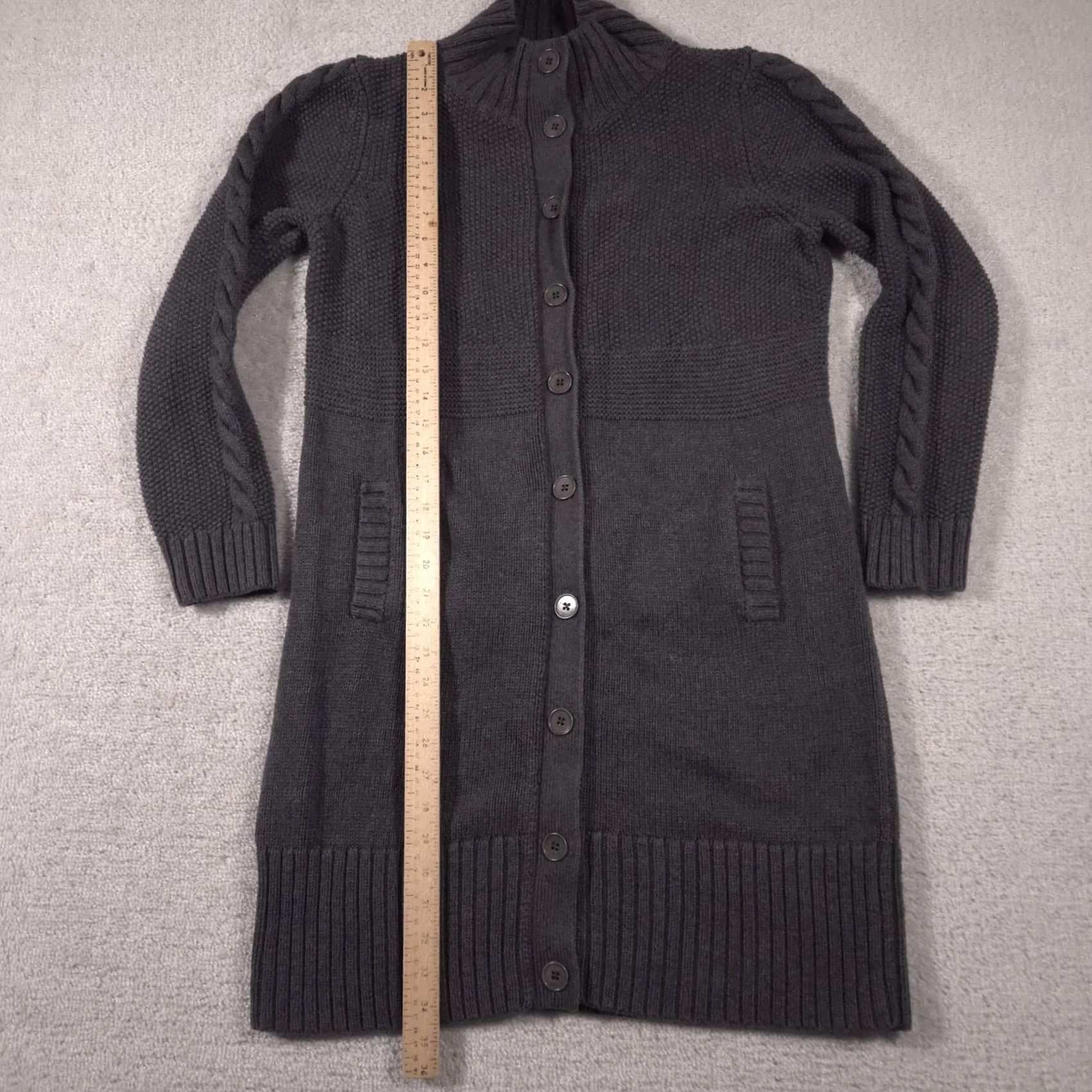 Talbots Talbots Cardigan Womens Medium Gray Long Duster Wool Blend Button Front Size M / US 6-8 / IT 42-44 - 6 Thumbnail