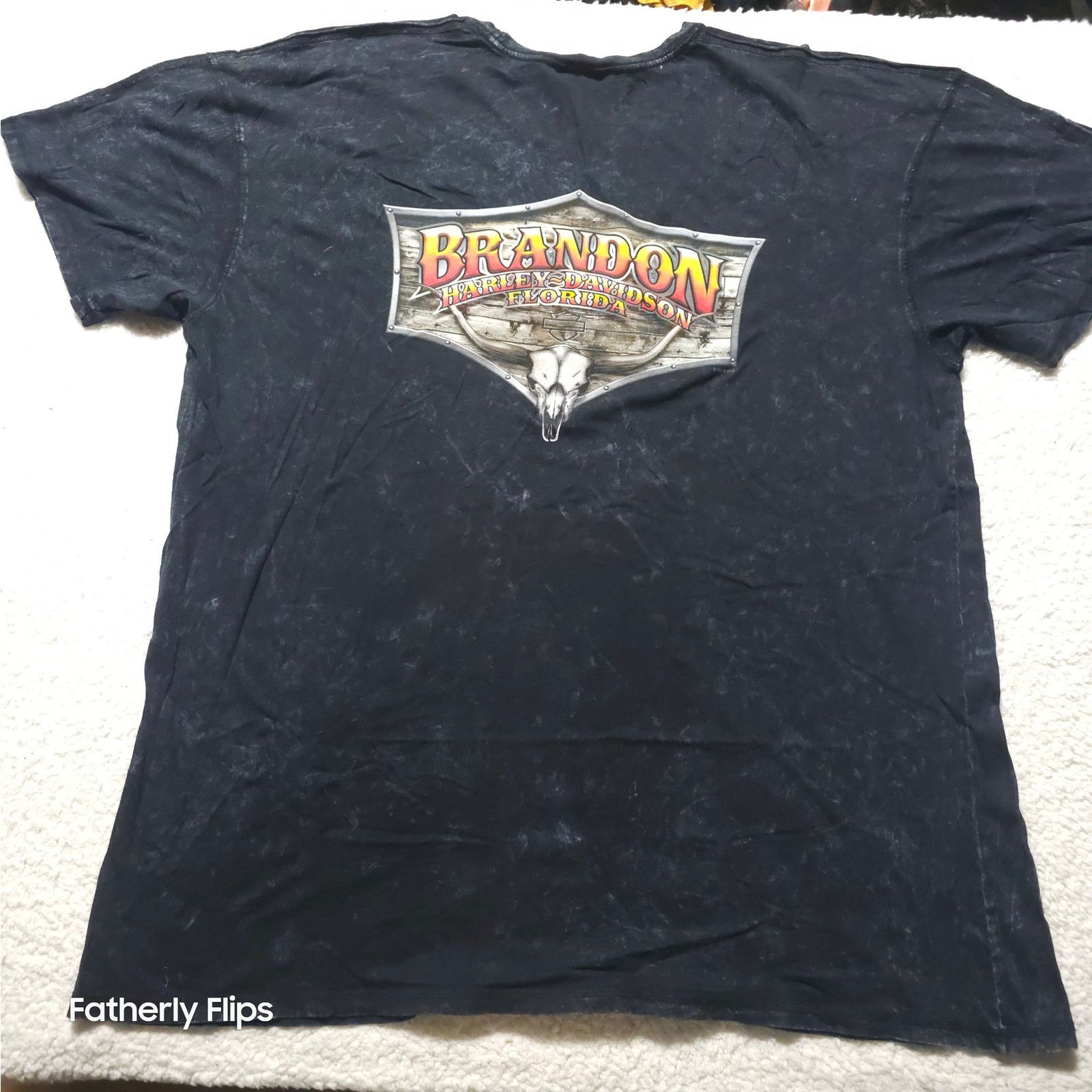 Harley Davidson Harley Davidson Brandon FL Skull Shirt 3XL Black Acid Wash Size US XXL / EU 58 / 5 - 8 Thumbnail