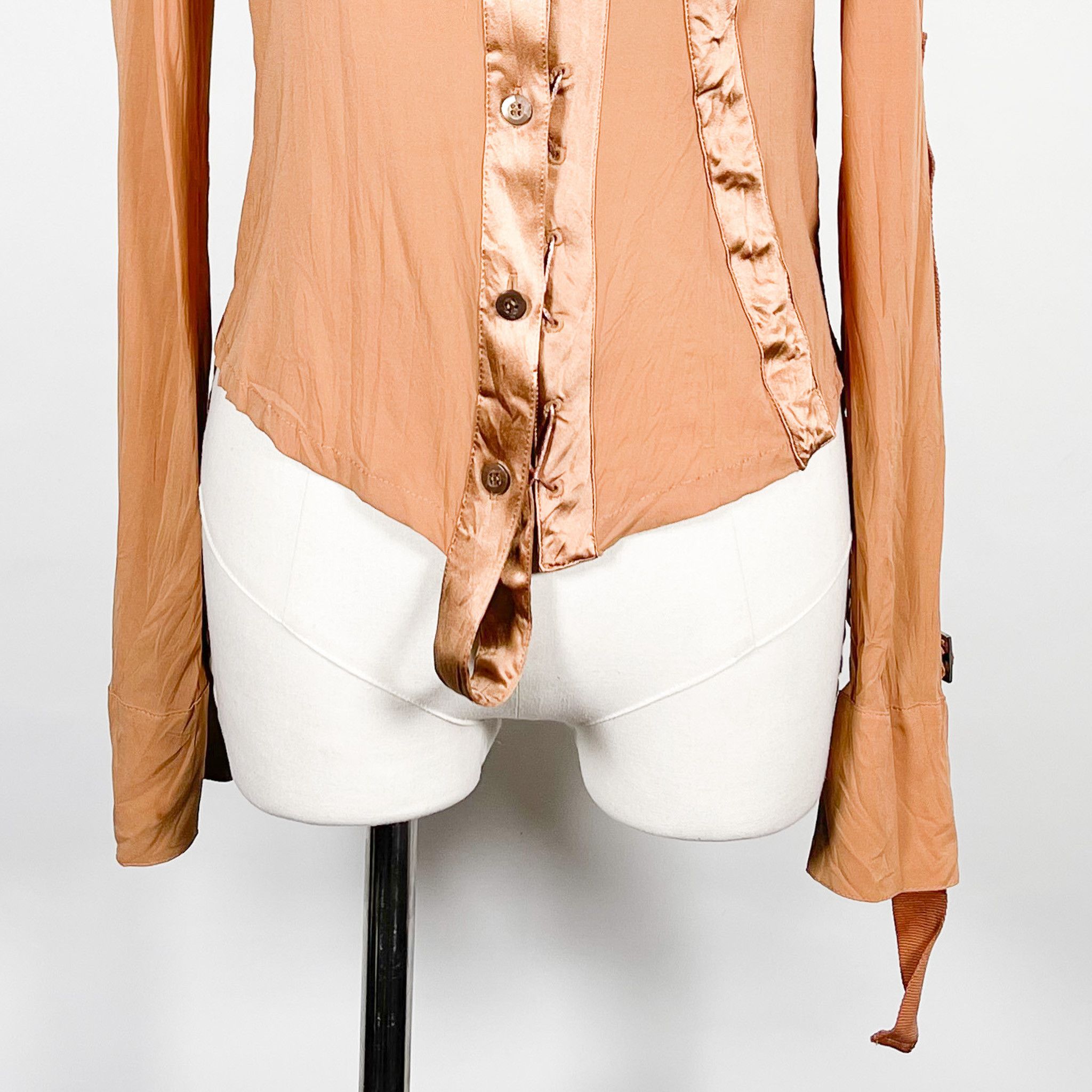 Other f/w 2003 Y Kei Rust Silk Lace Up Runway Blouse Size S / US 4 / IT 40 - 6 Thumbnail