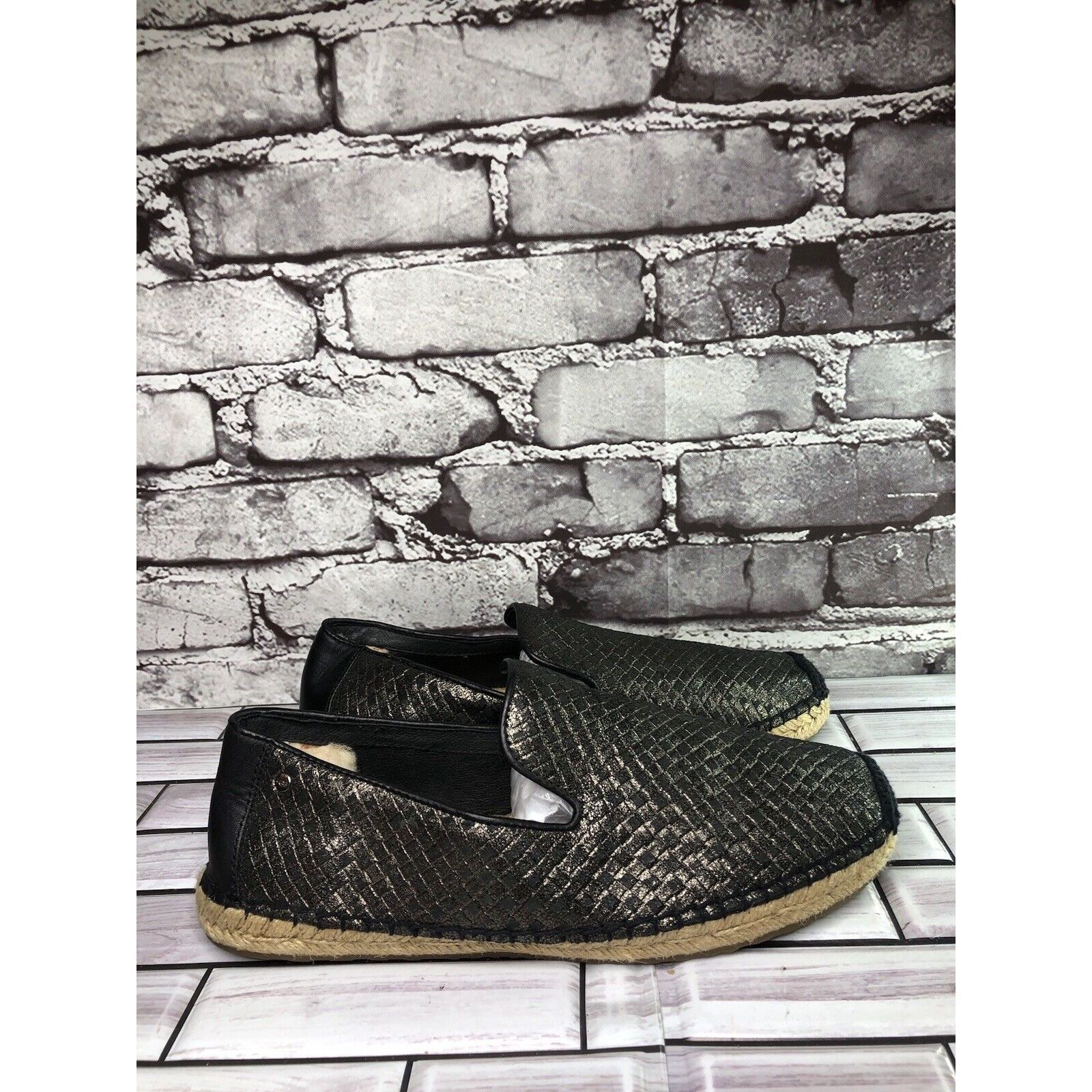 Ugg UGG Australia Sandrinne Black Metallic Basket Espadrilles Sh Size US 9 / IT 39 - 3 Thumbnail