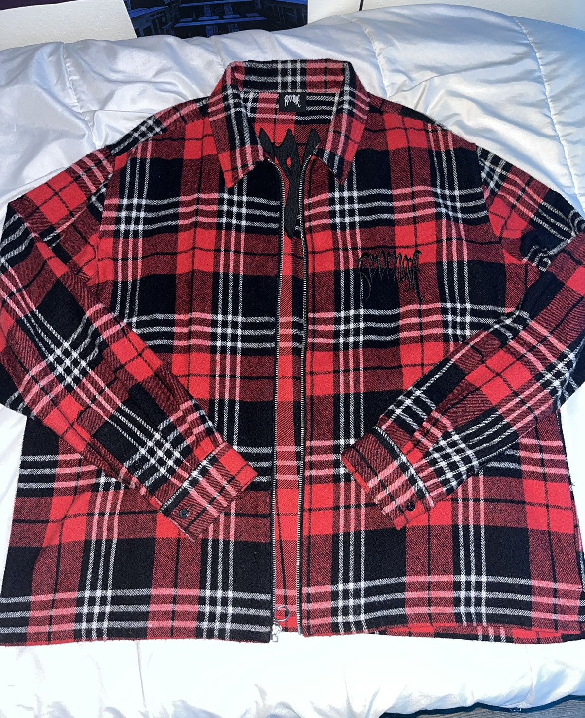 Revenge Revenge Red Plaid Zip Up Flannel Size L Size US L / EU 52-54 / 3 - 1 Thumbnail