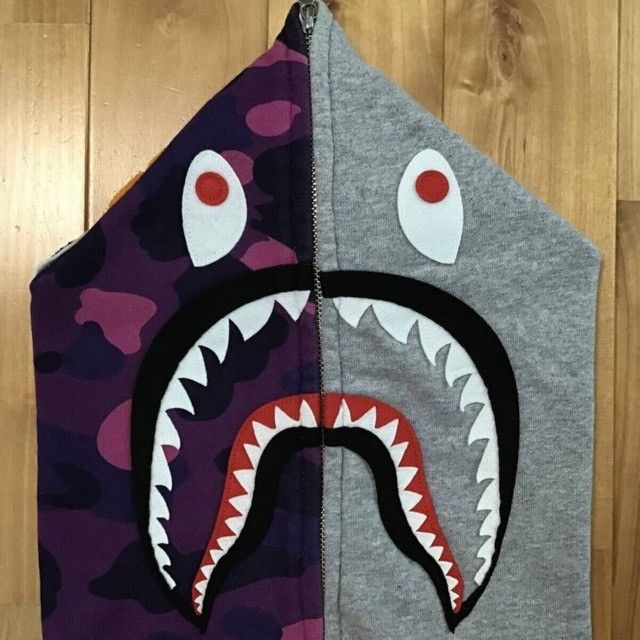 Bape BAPE Purple x Gray Shark Full Zip Hoodie a bathing ape Size US XL / EU 56 / 4 - 3 Thumbnail