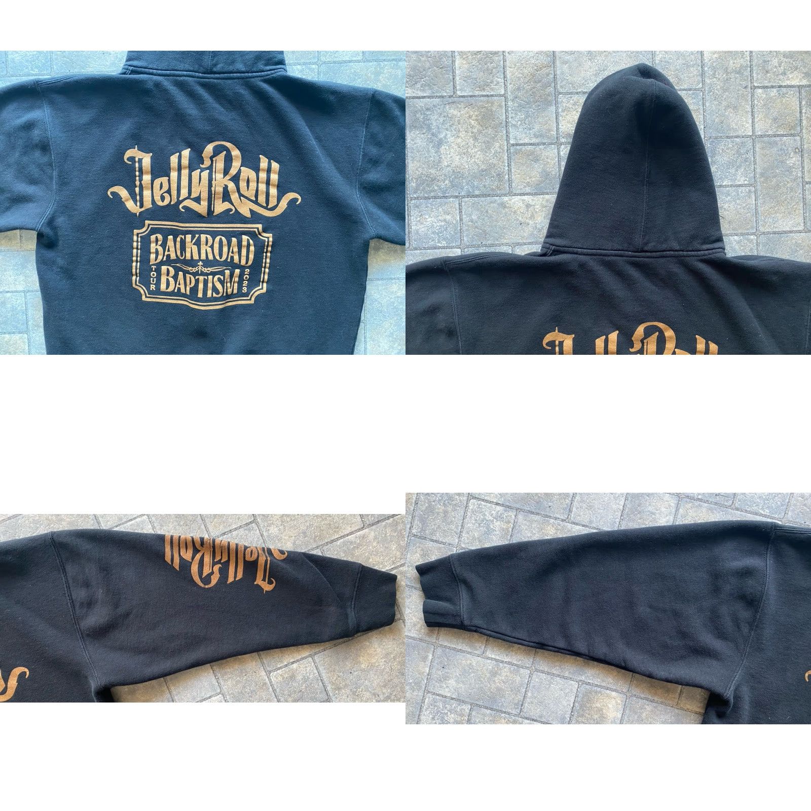 Vintage Jelly Roll MENS Large Backroad Baptism Tour 2023 Black/Gold Zip Hoodie Jacket Men's L Full Zip Zipper Graphic Print Size US L / EU 52-54 / 3 - 10 Thumbnail
