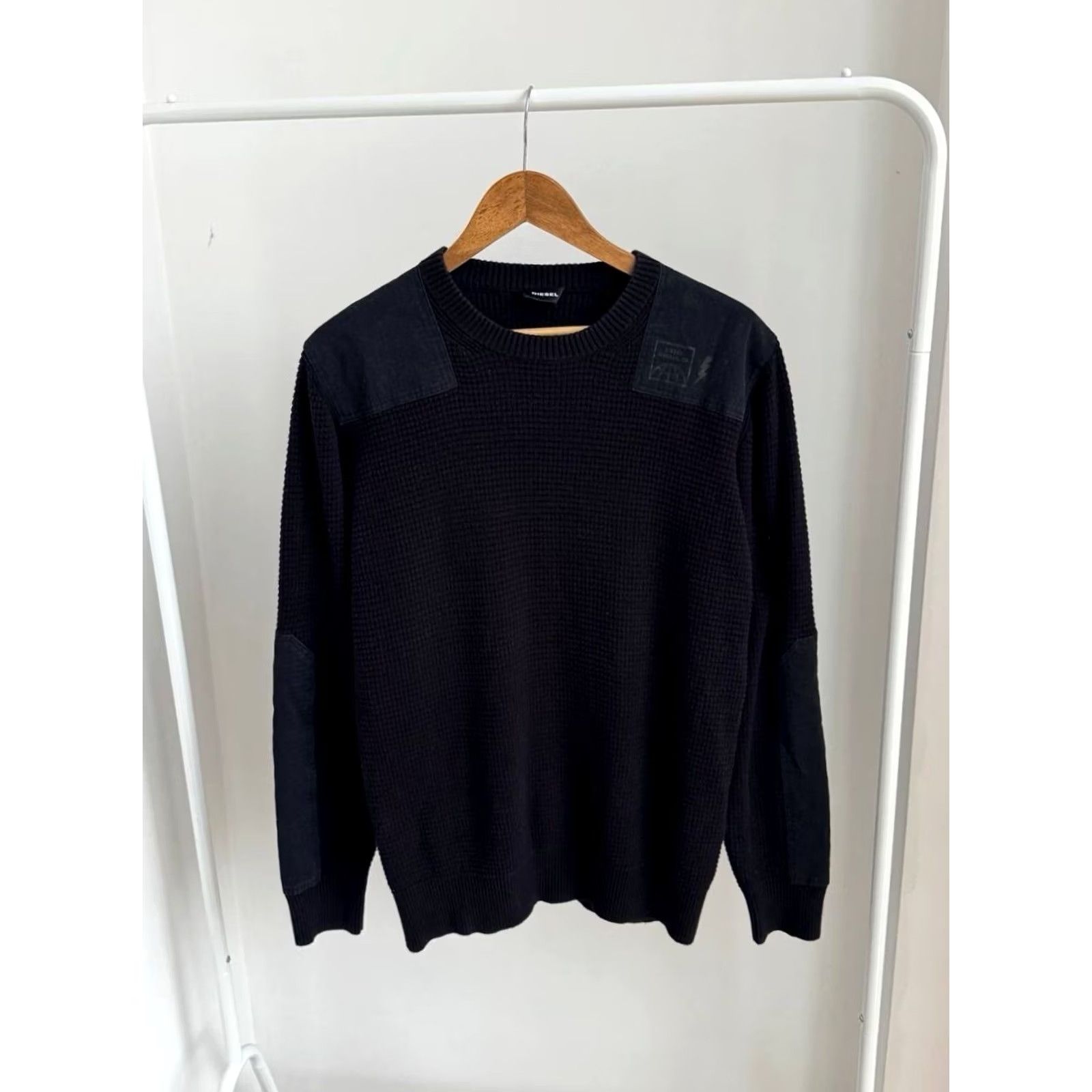 Diesel VINTAGE Diesel ONLY THE BRAVE Ribbed Classic Black Sweater Men L Size US L / EU 52-54 / 3 - 2 Thumbnail