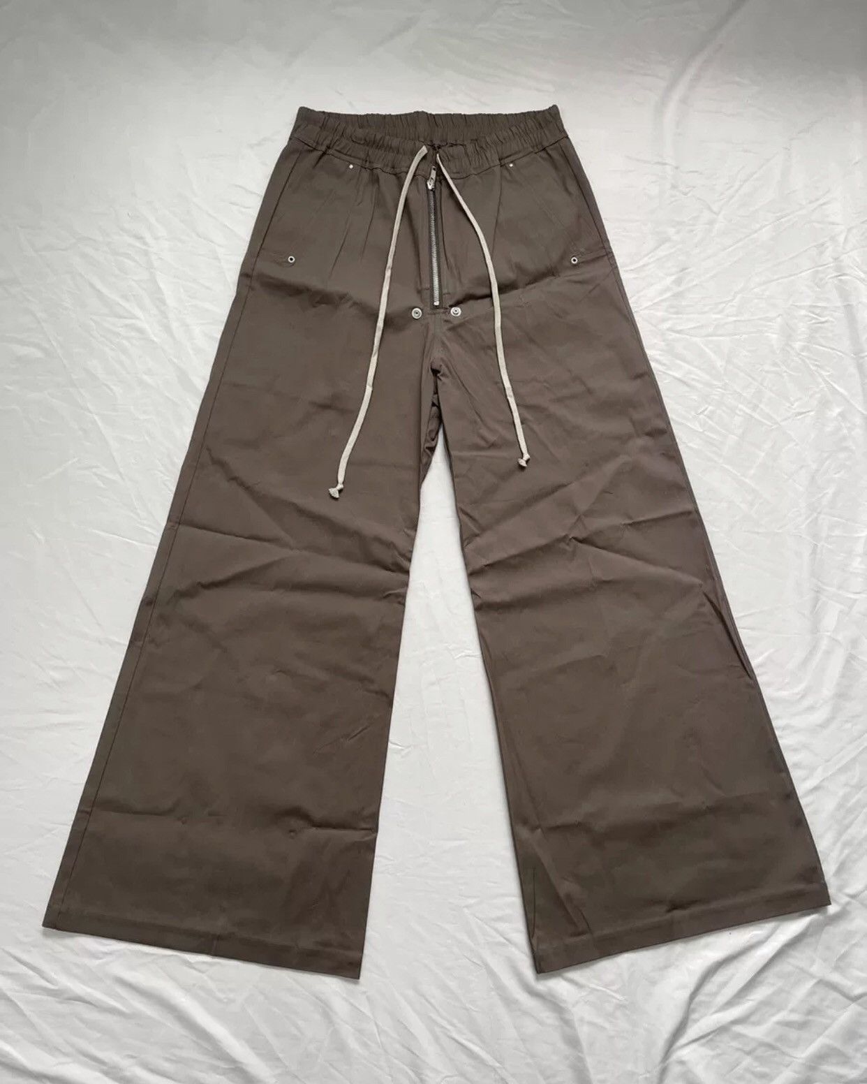 image of Rick Owens 23Fw Wide Leg Zippered Pants in Brown, Men's (Size 42)