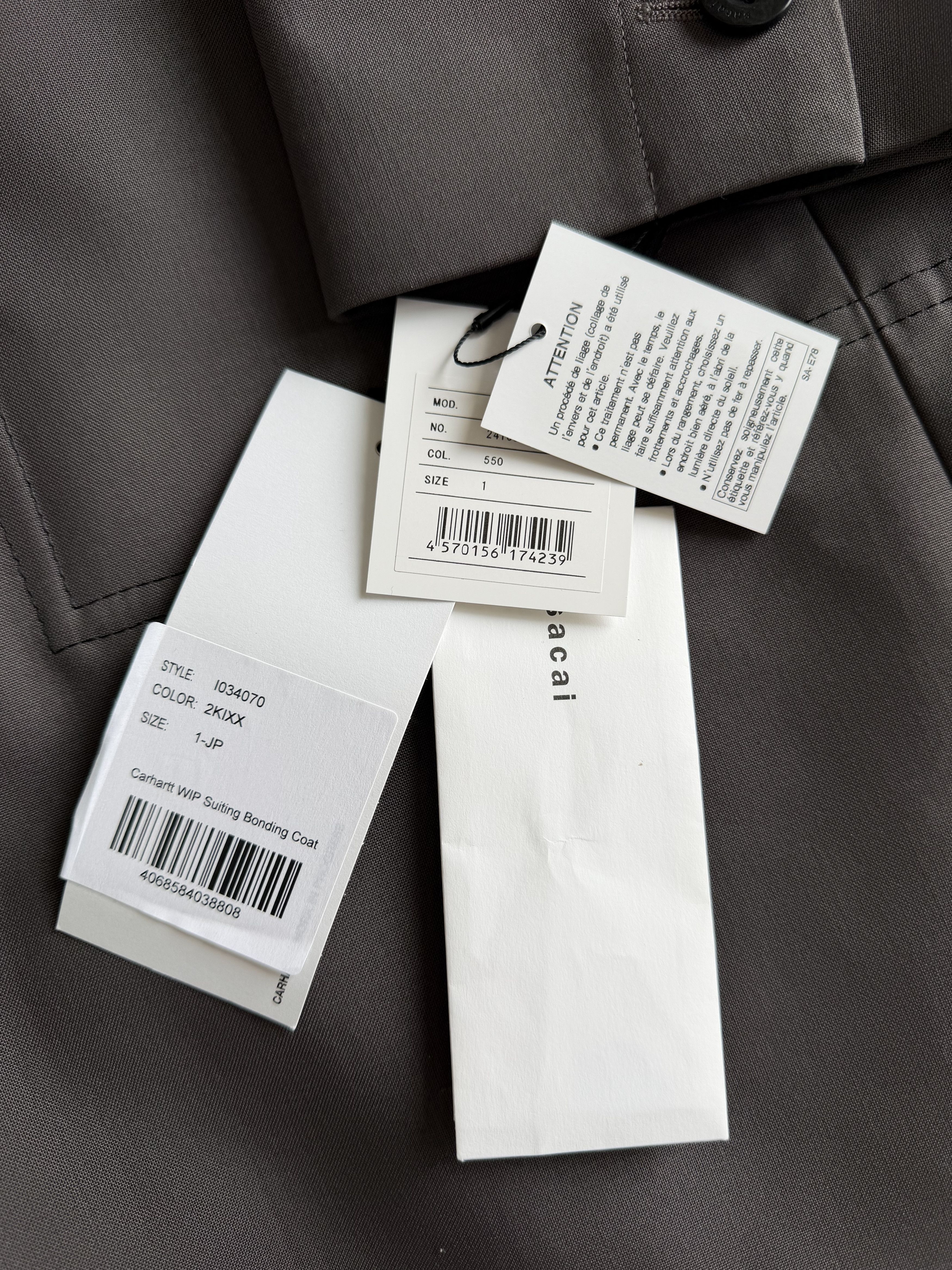 Carhartt Wip × Sacai Sacai Carhartt WIP Suiting Bonding Coat in Taupe Size US S / EU 44-46 / 1 - 9 Thumbnail