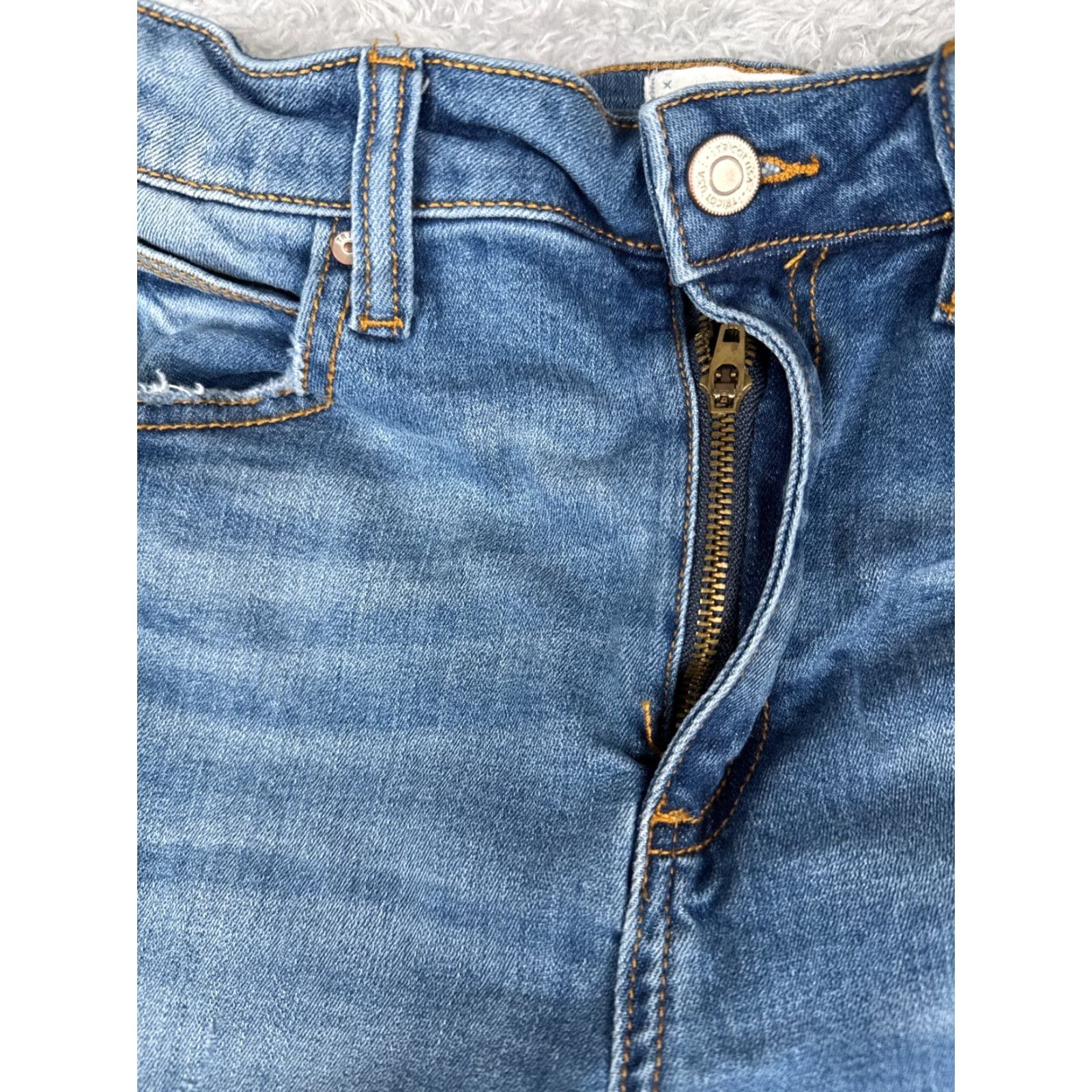 Vintage Tricot Jeans Juniors 11 Blue Denim Flared Distressed Raw Hem C'est Toi 28x32 Size 32" / US 10 / IT 46 - 5 Thumbnail