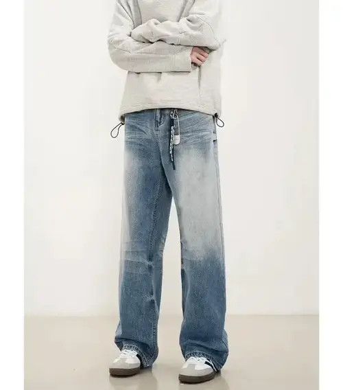 Vintage loose washed faded baggy gradient jeans Size US 32 / EU 48 - 4 Thumbnail