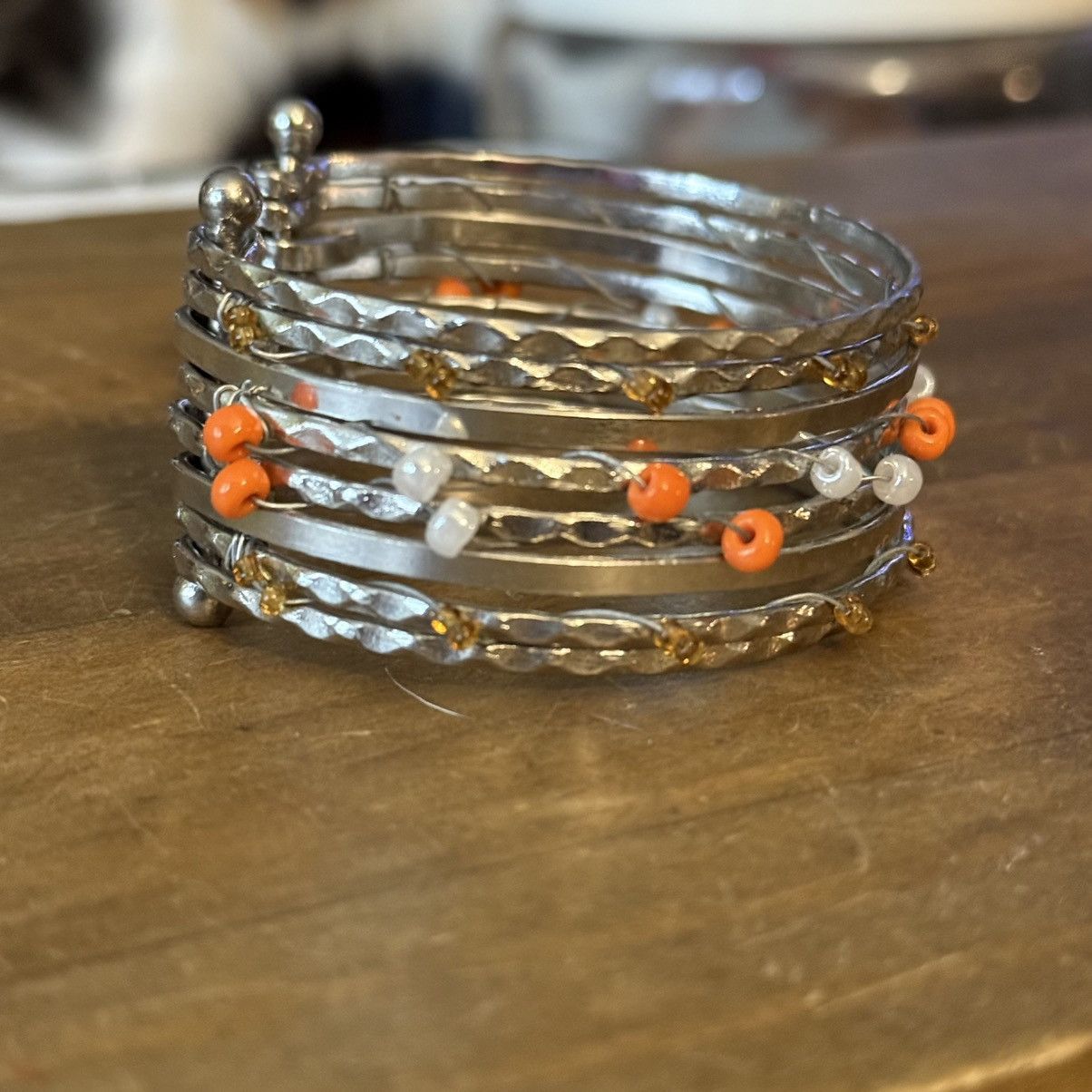 Other Silver tone beaded stacked bangle cuff bracelet Size ONE SIZE - 4 Thumbnail