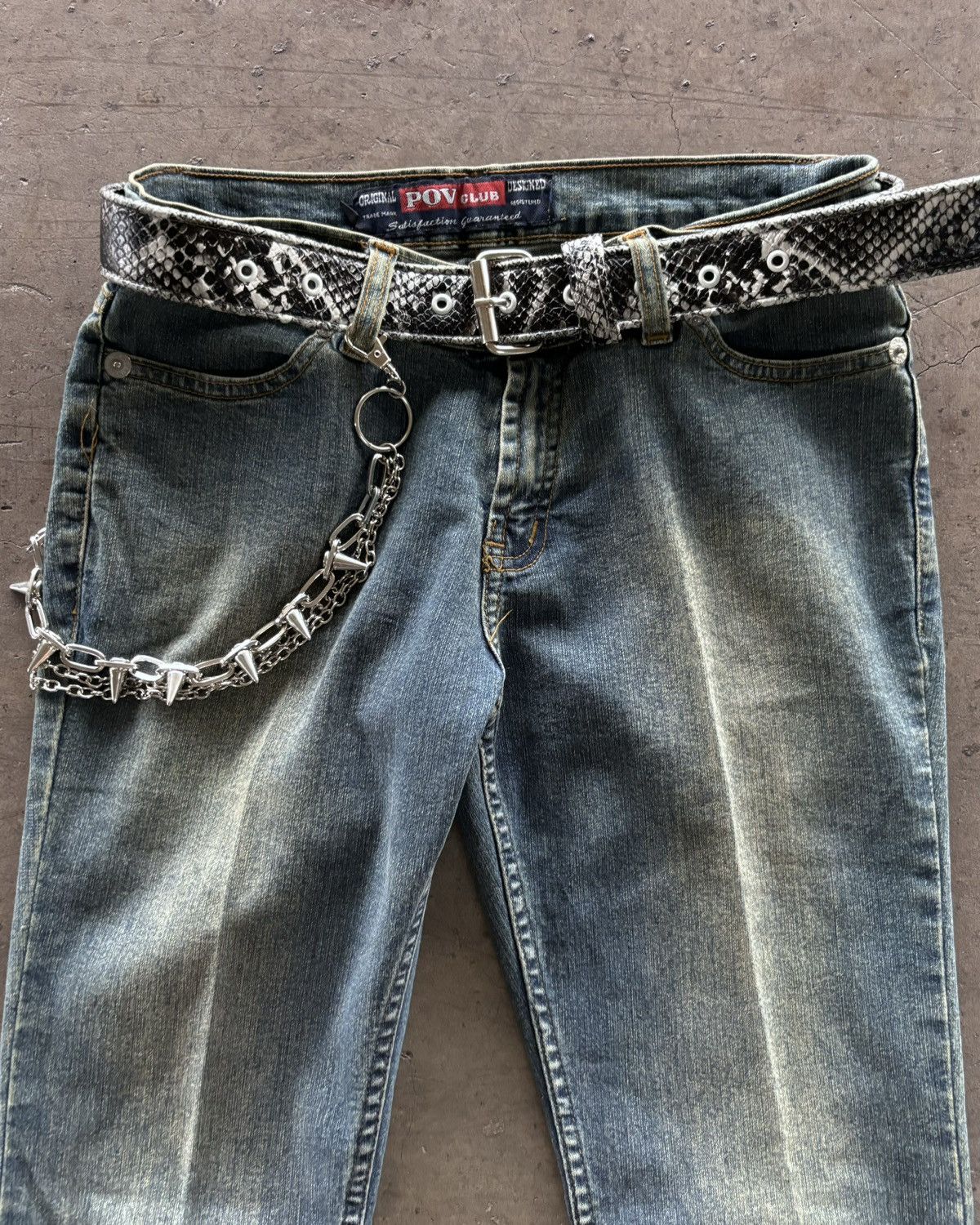 If Six Was Nine 2000s Pov Club Mud Wash Flared Denim Jeans Size US 28 / EU 44 - 4 Thumbnail