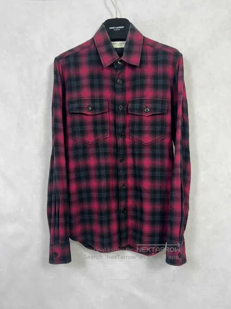 Saint Laurent Paris Black and Red Plaid Shirt
