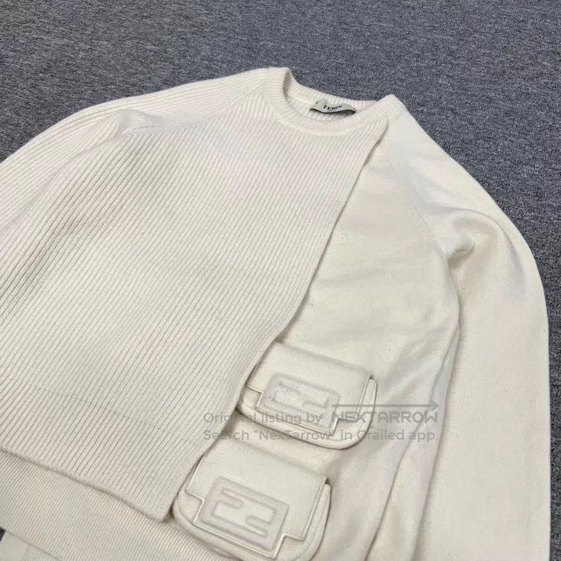 Fendi Fendi Pearl white irregular cashmere knitted sweater 25th Size S / US 4 / IT 40 - 6 Thumbnail