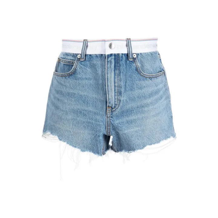 Alexander Wang Alexander Wang Blue Denim High Waisted Shorts - Size 27" / US 4 / IT 40 - 1 Thumbnail