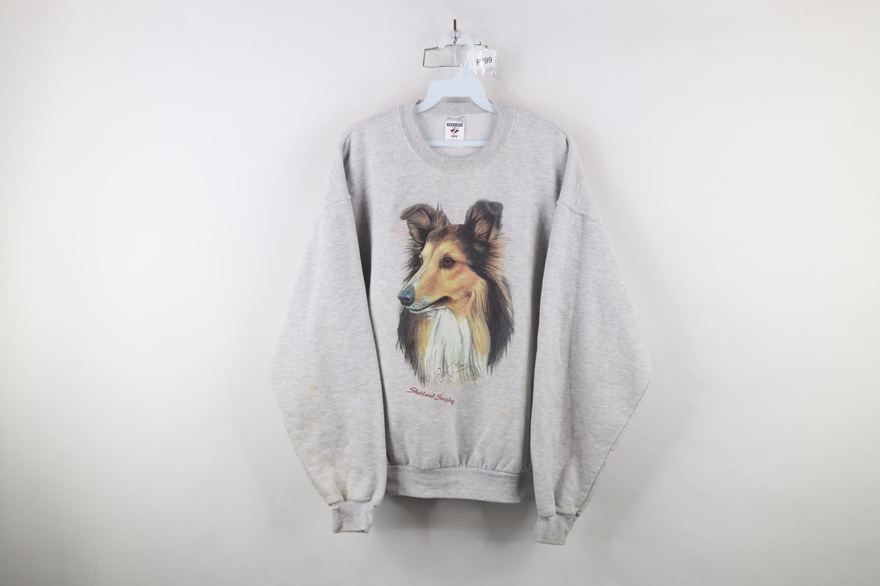 Vintage Vintage 90s Shetland Sheepdog Crewneck Sweatshirt Gray Size US L / EU 52-54 / 3 - 1 Thumbnail