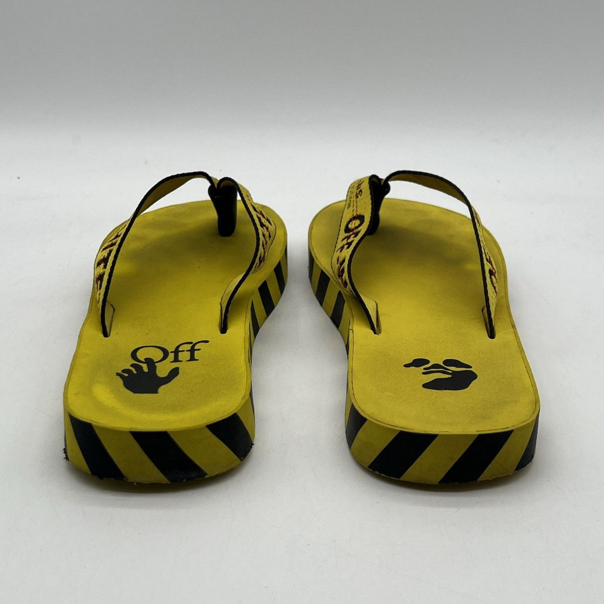 Off-White Off white industrial flip flops logo tape yellow Size US 12 / EU 45 - 3 Thumbnail